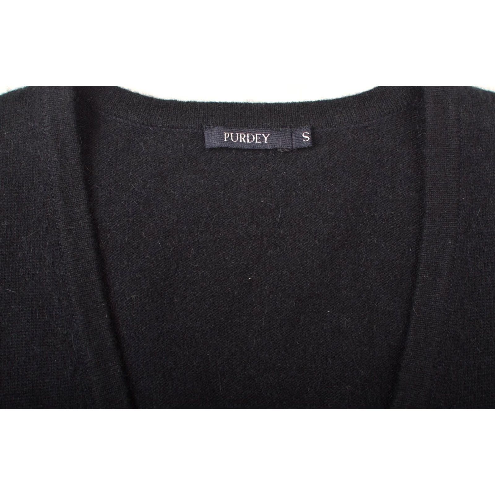Vintage Purdey Cardigan Sweater W's Dark Navy Size S, Lambswool Angora Blend, 70% Lambswool 20% Angora 10% Polyamide, CP1966B, Blue, Women's Cardigan, Size S Size S / US 4 / IT 40 - 3 Thumbnail