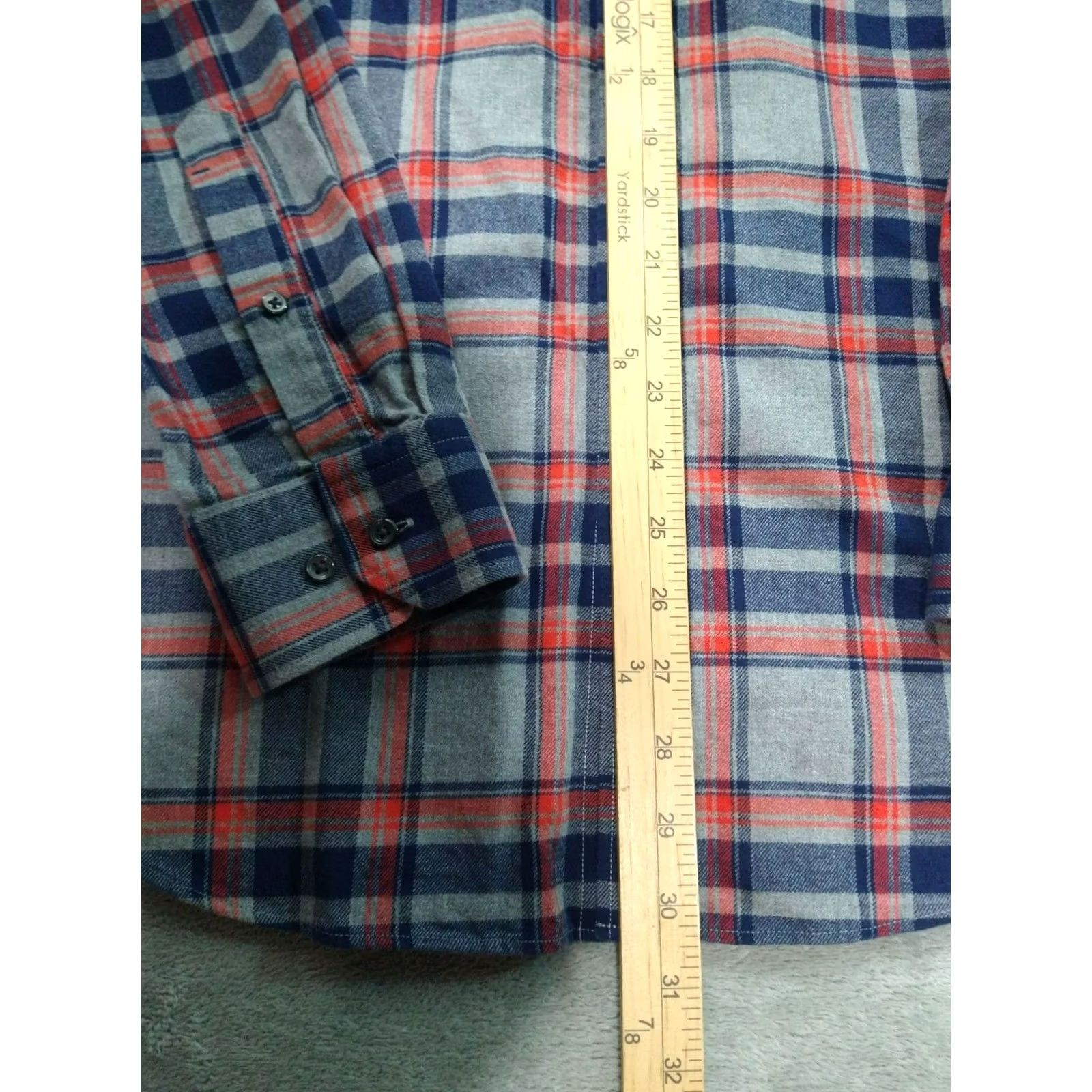 Banana Republic Banana Republic Shirt Mens L Gray Blue Plaid Flannel Long Sleeve Button Up Shirt Size US L / EU 52-54 / 3 - 4 Thumbnail