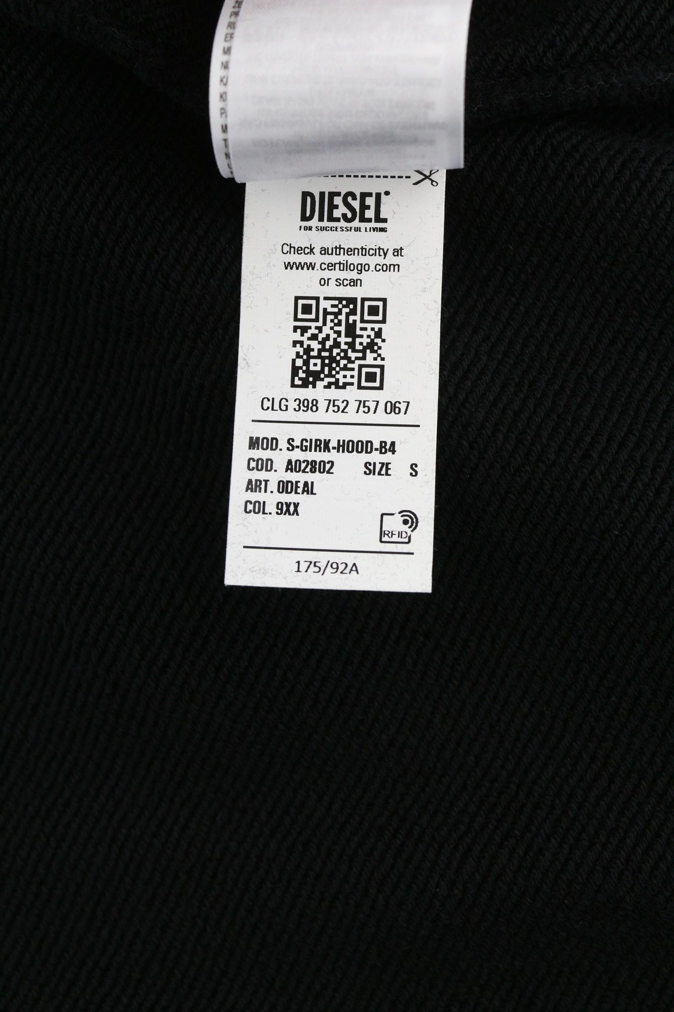 Diesel S-GIRK-HOOD-B4 S Black Oversized Hoodie 40116 Size US S / EU 44-46 / 1 - 10 Thumbnail