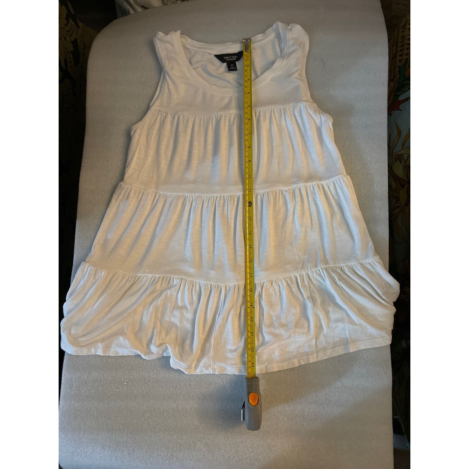 Vera Wang Simply Vera Wang White Tiered Tank Top XS Summer Size XS / US 0-2 / IT 36-38 - 10 Thumbnail