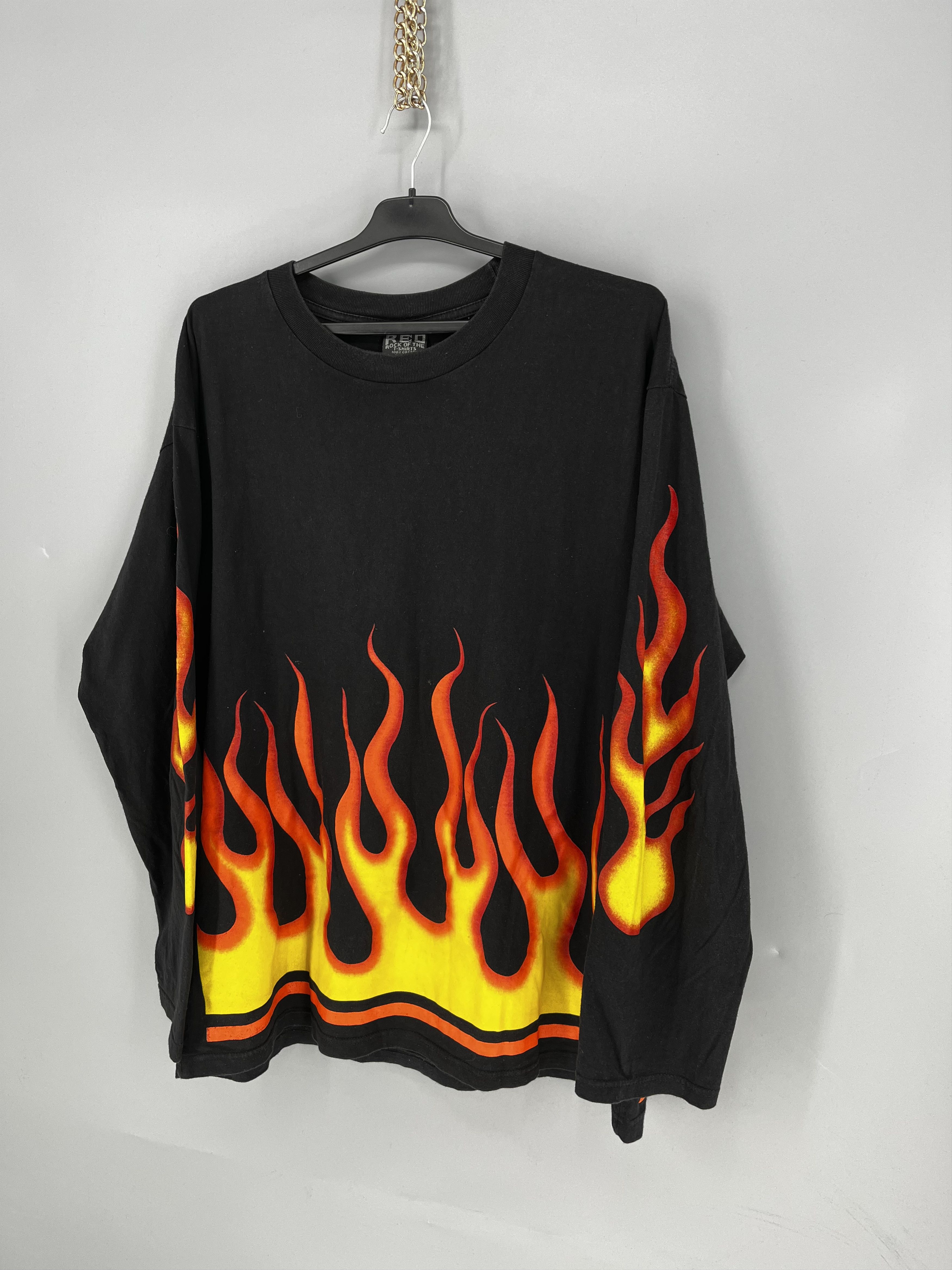 Vintage Vintage Y2K Flame All Over Print Longsleeve Tee Size US L / EU 52-54 / 3 - 3 Thumbnail