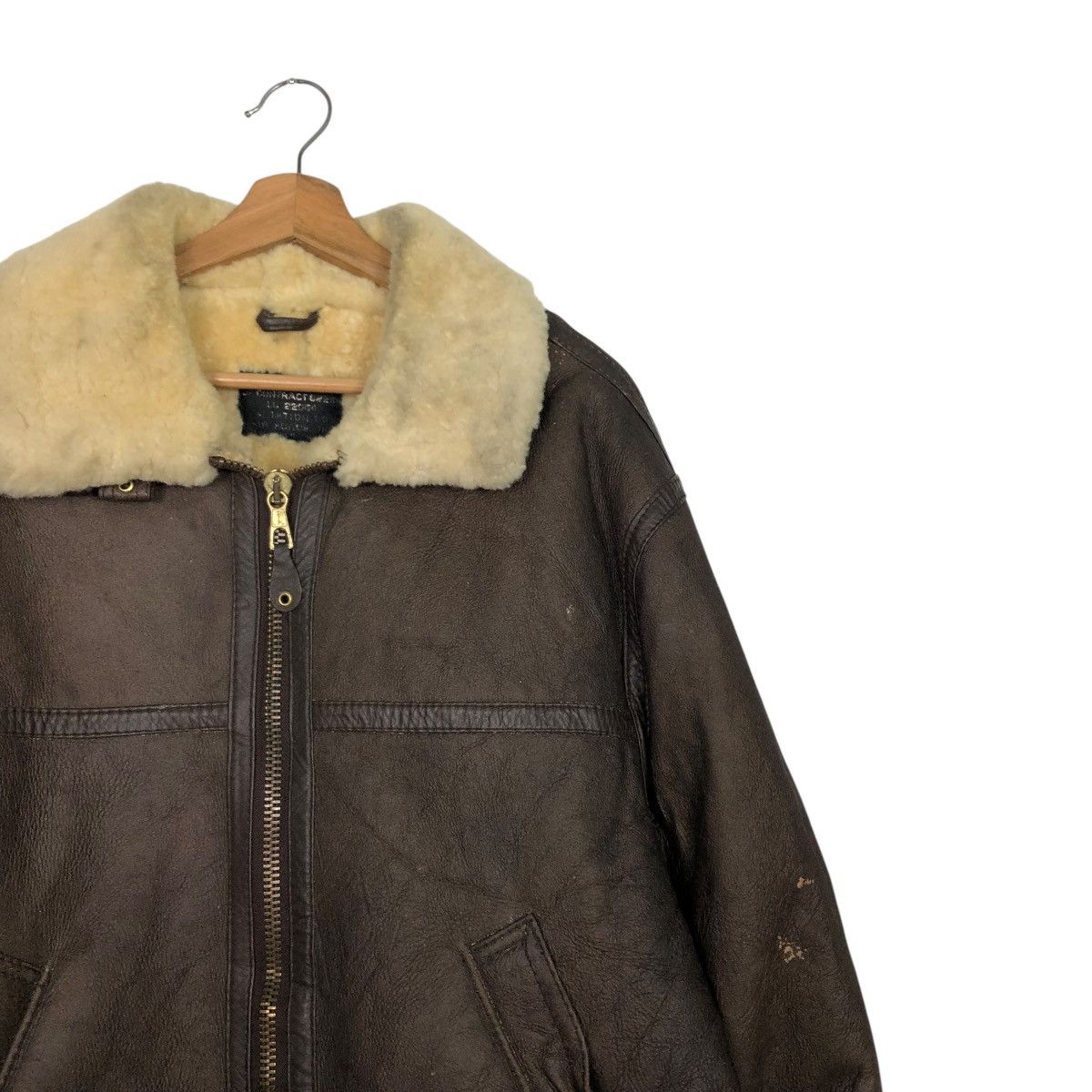 Vintage 🔥VINTAGE MILITARY B 3 LEATHER JACKET SHEARLING BLANKET Size US L / EU 52-54 / 3 - 8 Thumbnail