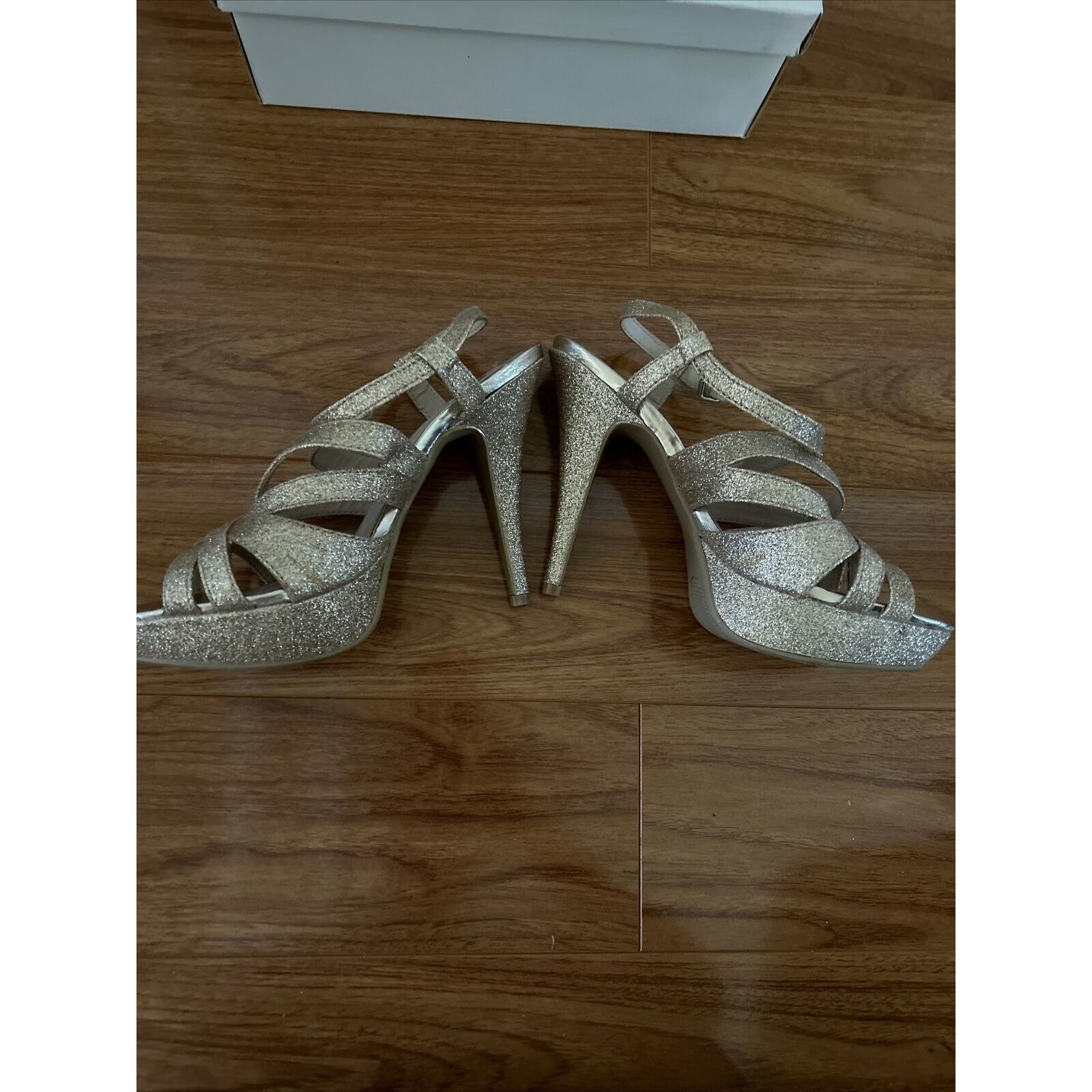 Steve Madden Olsenboye Gold Glitter Platform Stilettos Heels Women's 8.5 Size US 8.5 / IT 38.5 - 5 Thumbnail