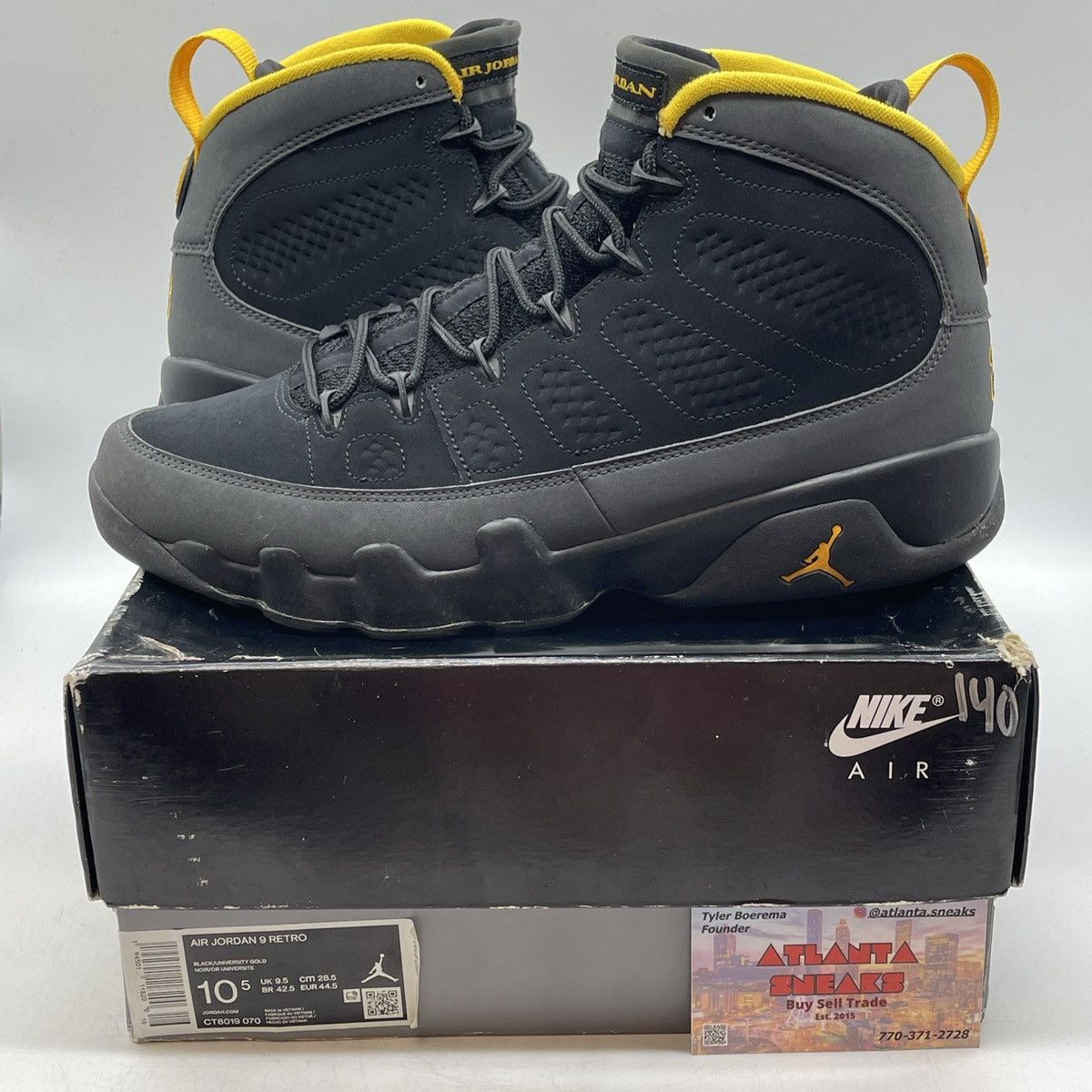 Jordan Brand Air Jordan 9 dark charcoal university gold Size US 10.5 / EU 43-44 - 1 Thumbnail