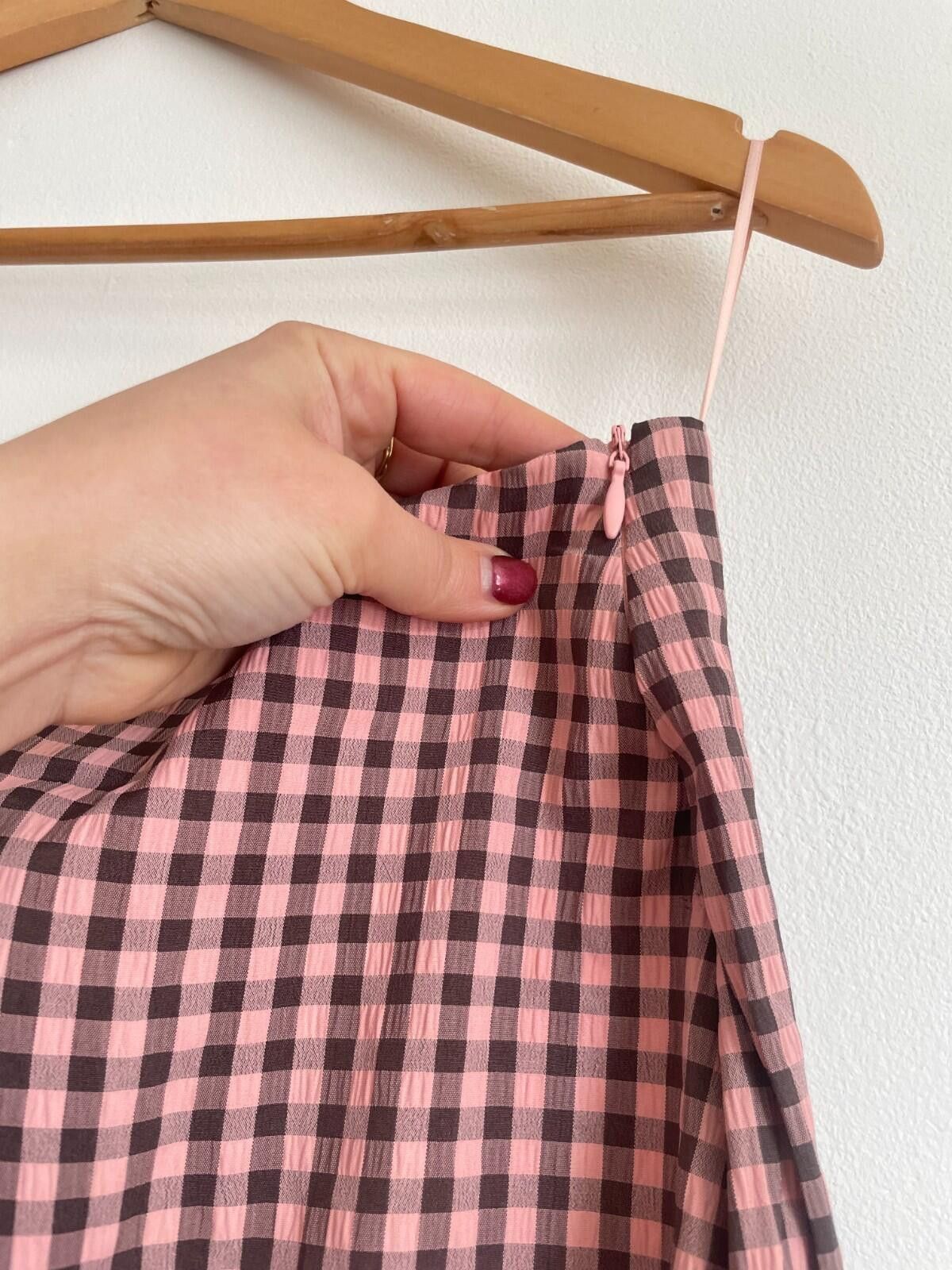 Brave Soul Brave Soul Pink Brown Gingham Midi Skirt Size S BNWT Size 28" / US 6 / IT 42 - 2 Thumbnail