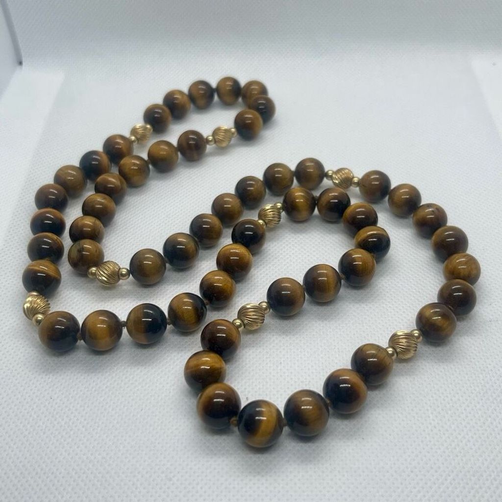 Other Vintage Tiger Eye Single 30” Strand Beaded Necklace Size ONE SIZE - 4 Thumbnail