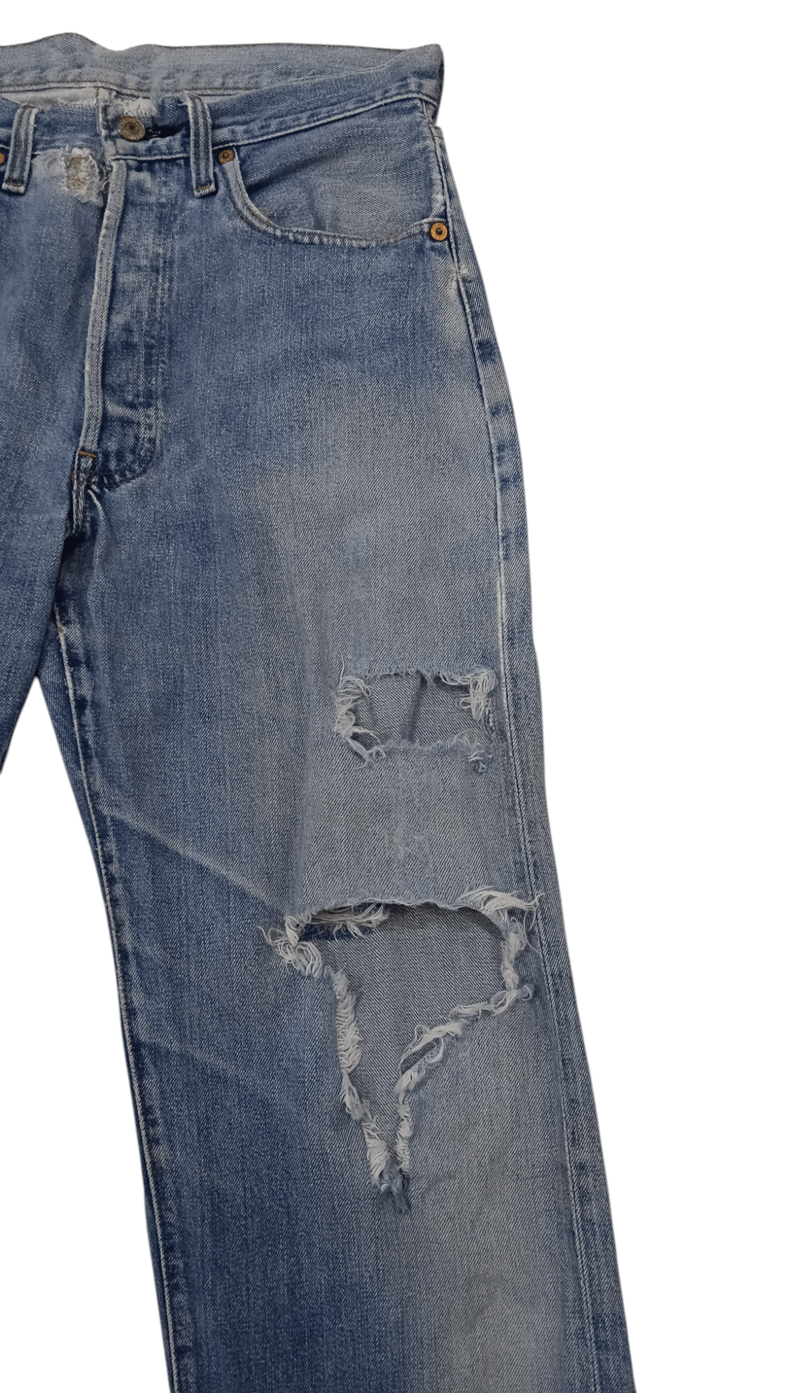 Levi's 90s Levis Selvedge Denim USA 555 Big E Distressed (S302) Size US 30 / EU 46 - 3 Thumbnail