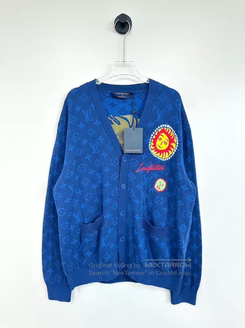 Louis Vuitton Louis Vuitton Blue Sunflower Full Logo Knitted Cardigan sh Size US M / EU 48-50 / 2 - 1 Thumbnail