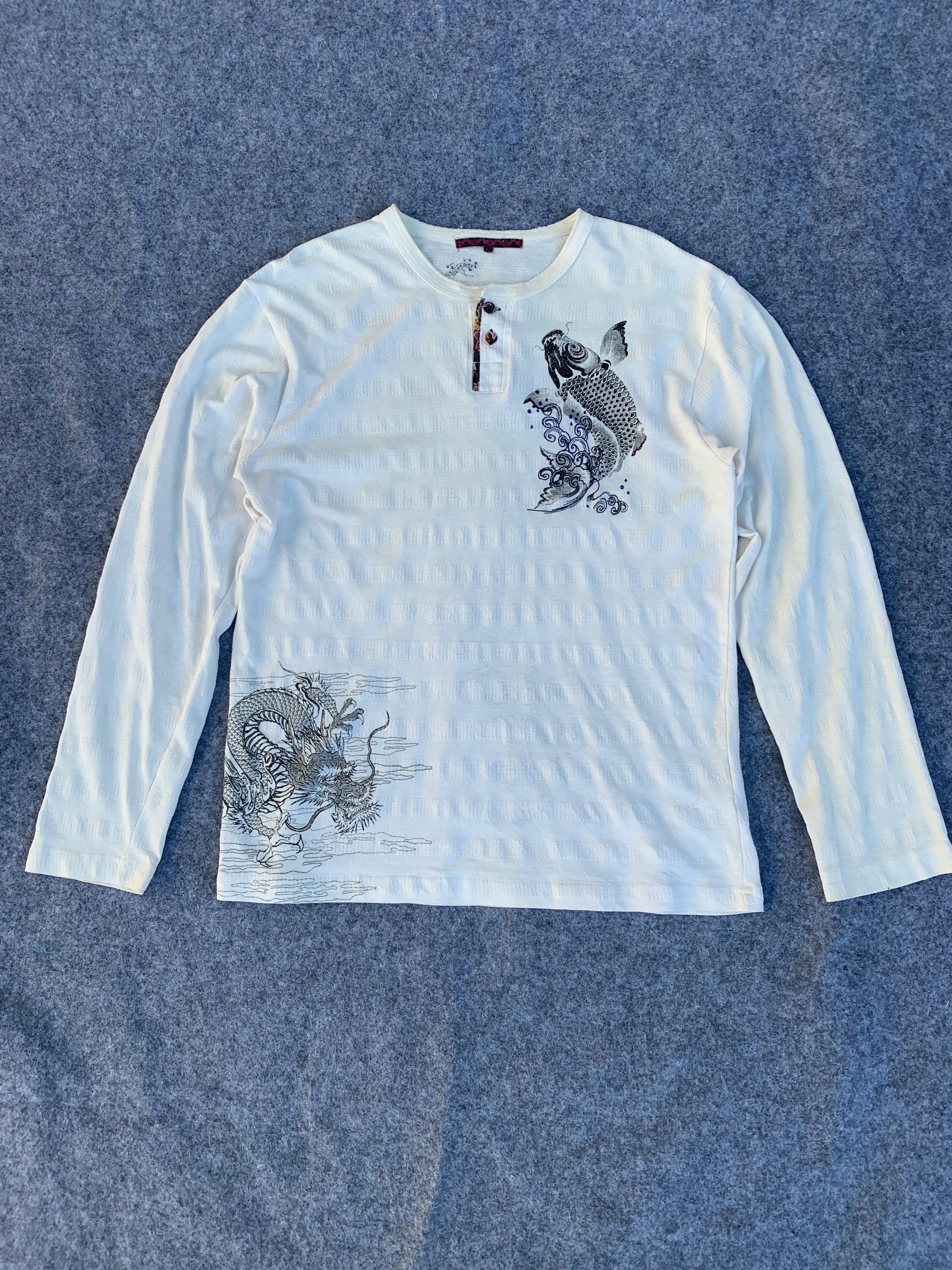 Japanese Brand Koi Fish Sukajan Long Sleeve T shirt Size US L / EU 52-54 / 3 - 1 Thumbnail