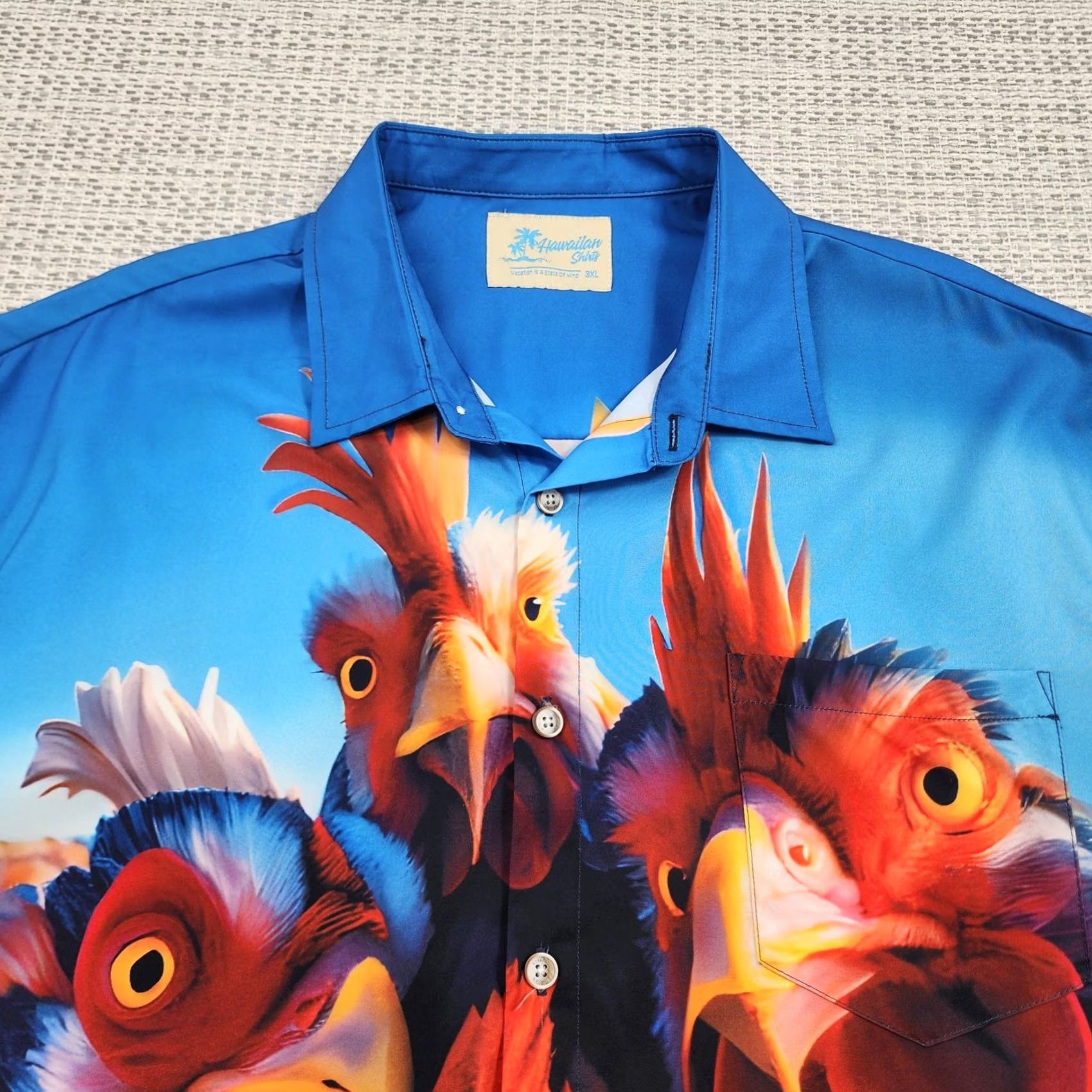 Vintage VINTAGE Hawaiian Shirt Mens 3XL Blue Chicken Rooster Print Aloha Hawaiian Vacation Shirt Graphic Print Short Sleeve Button-Up Casual Mens Size US XXL / EU 58 / 5 - 4 Thumbnail