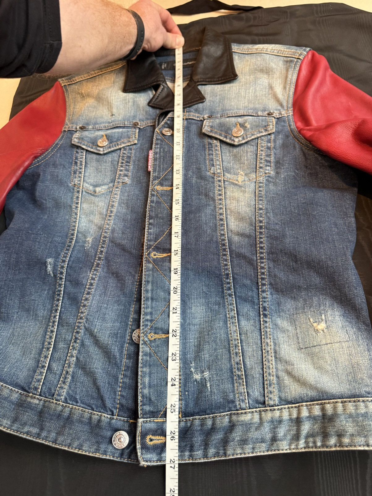Dsquared2 SS14 Dsquared2 leather sleeve denim jacket collar 50 Grail Size US M / EU 48-50 / 2 - 8 Thumbnail