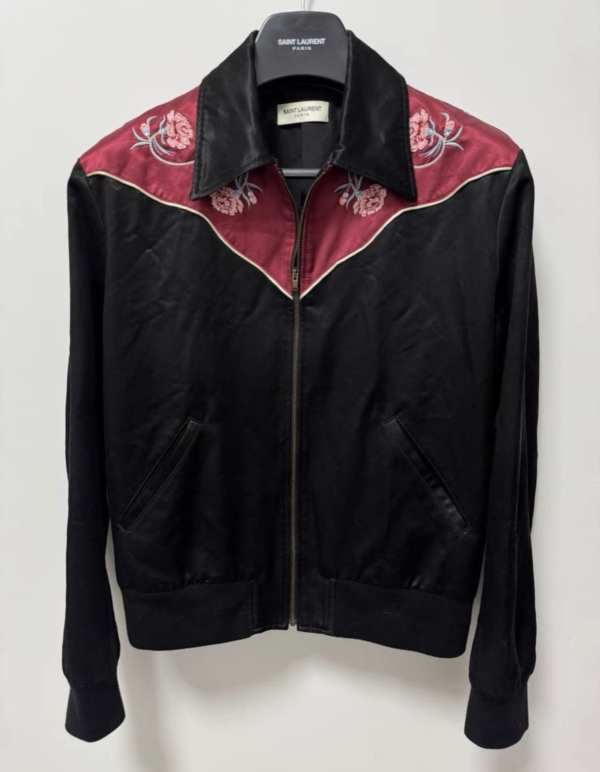 Saint Laurent Paris Saint Laurent (SLP) 16FW Embroidered Floral Varsity Jacket Size US M / EU 48-50 / 2 - 1 Thumbnail