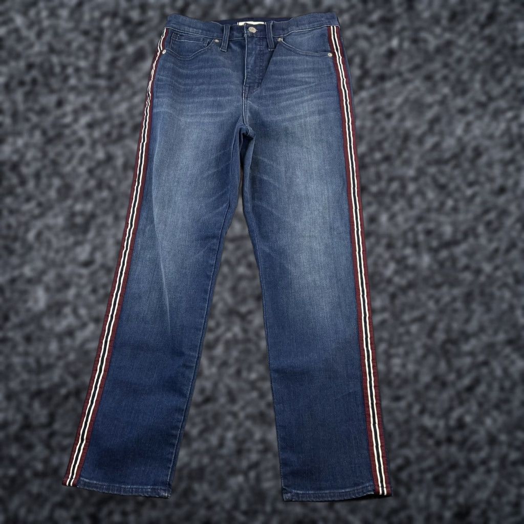 Madewell Madewell Jeans Womens 28 Blue Stovepipe High Rise Stripe Side Straight Leg Denim Size 28" / US 6 / IT 42 - 1 Thumbnail