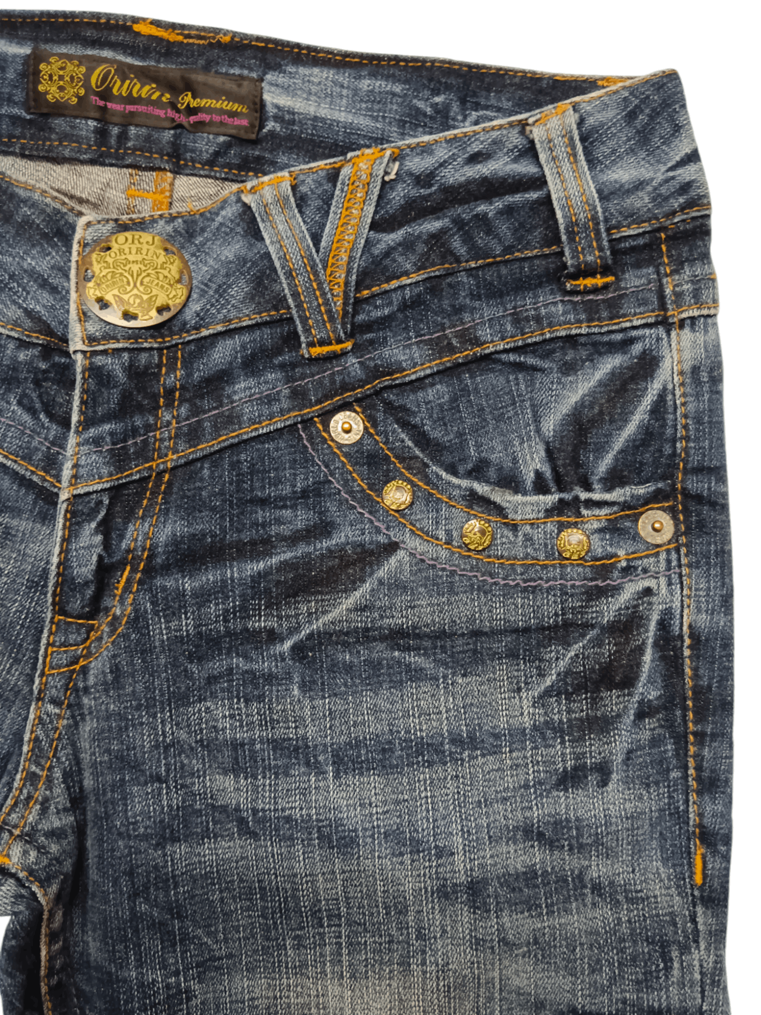 Japanese Brand 🔥Oririn🔥 Thunder Whiskers Embroidery Skinny Flare Jeans Size 28" / US 6 / IT 42 - 12 Thumbnail