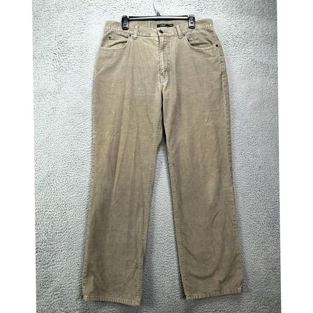 Vintage J Crew Pants Men 34X32 Tan Corduroy Straight Leg Flat Front 5 Pocket 100% Cotton Size US 34 / EU 50 - 2 Thumbnail