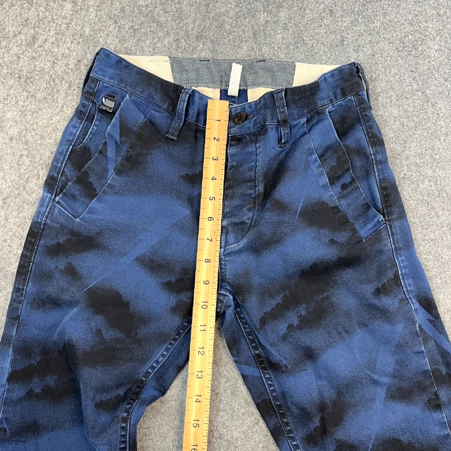 G-Star G-Star Mens Trousers Chino Slim 30 Regular 5-Pocket Denim Cotton Dark Blue Black Camo AOP Bronson Mens Size US 30 / EU 46 - 6 Thumbnail