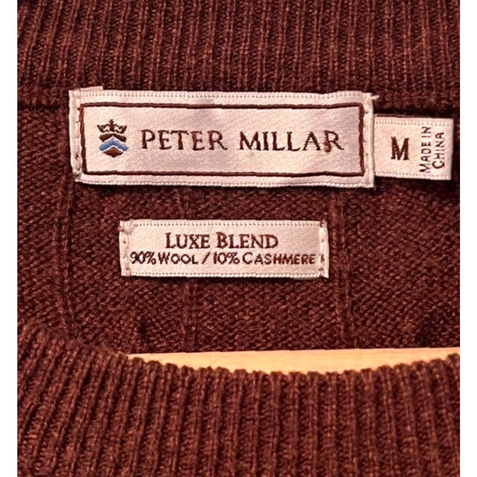 Peter Millar Peter Millar Sweatery Brown Red Cable Knit M Luxe Blend Wool Cashmere Flaw Knit Pullover Crew Neck Long Sleeve Men’s Regular Size M Size US M / EU 48-50 / 2 - 7 Thumbnail