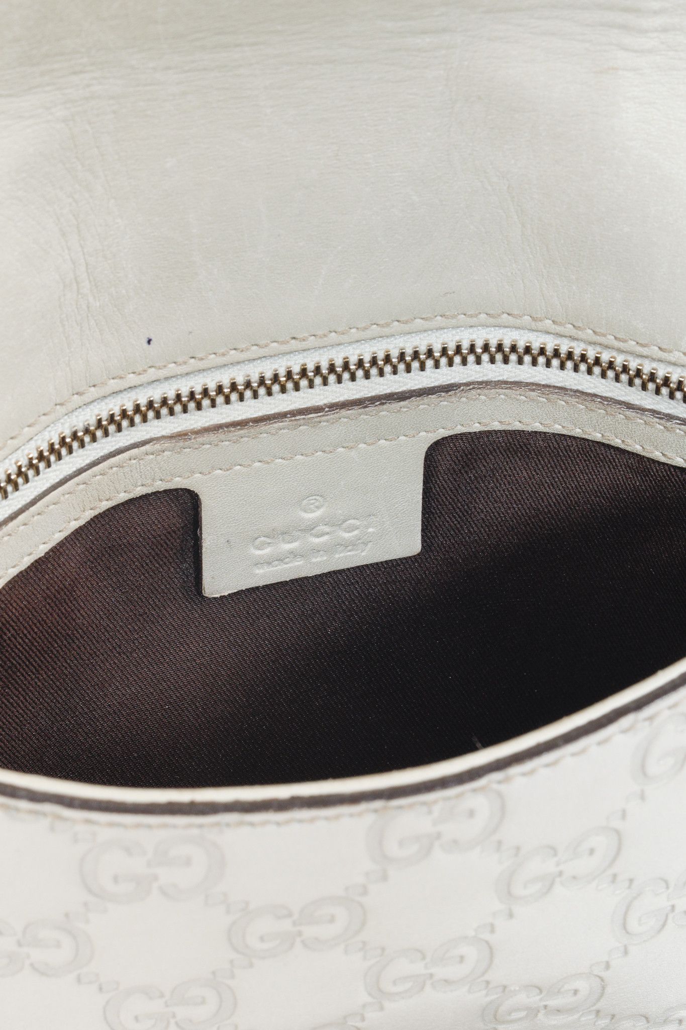 Gucci Gucci Off-White Embossed Monogram Horsebit Shoulder Bag Size ONE SIZE - 12 Thumbnail