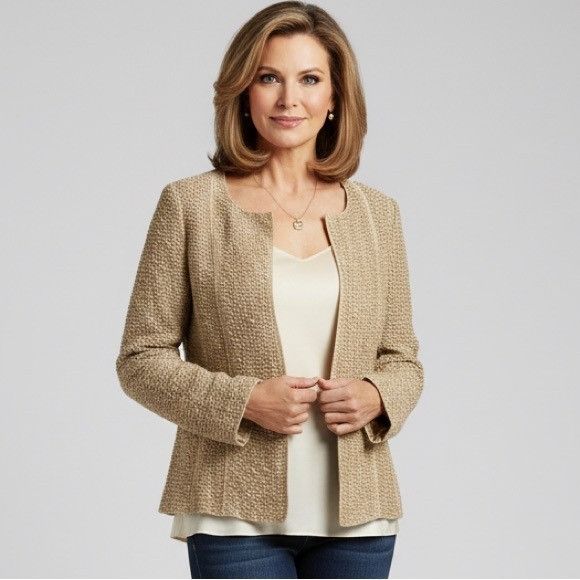 Other WORTH Women's Tan Textured Cotton-Wool-Linen Blend Blazer Ja Size S / US 4 / IT 40 - 1 Thumbnail