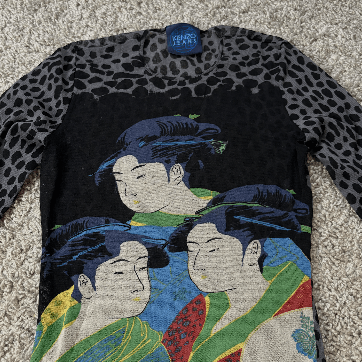 image of 90's Kenzo Jeans Geisha Mesh Long Sleeve, Women's (Size XS)
