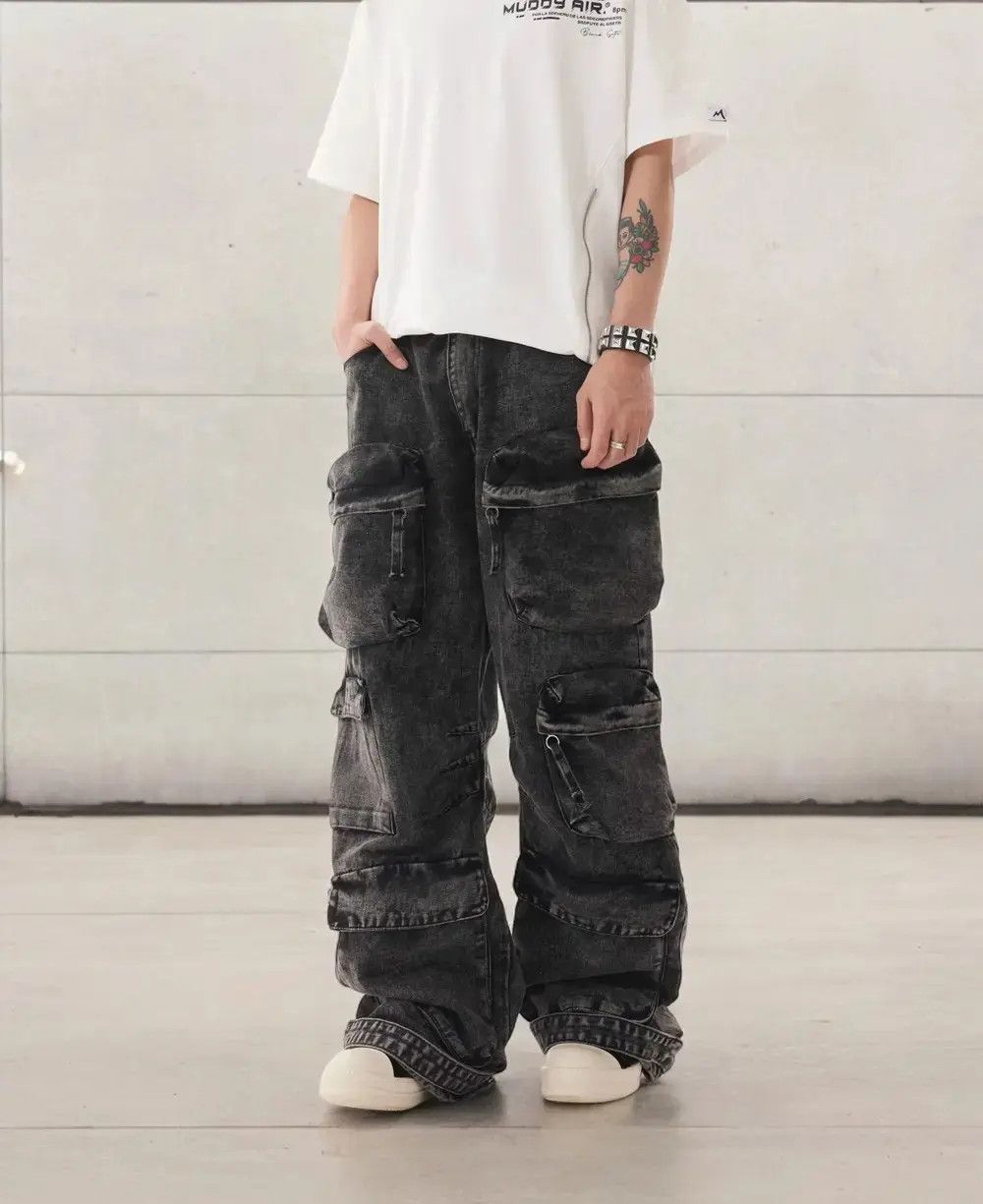 Japanese Brand × Jean Washed Cargo Denim Jeans Size US 34 / EU 50 - 1 Thumbnail