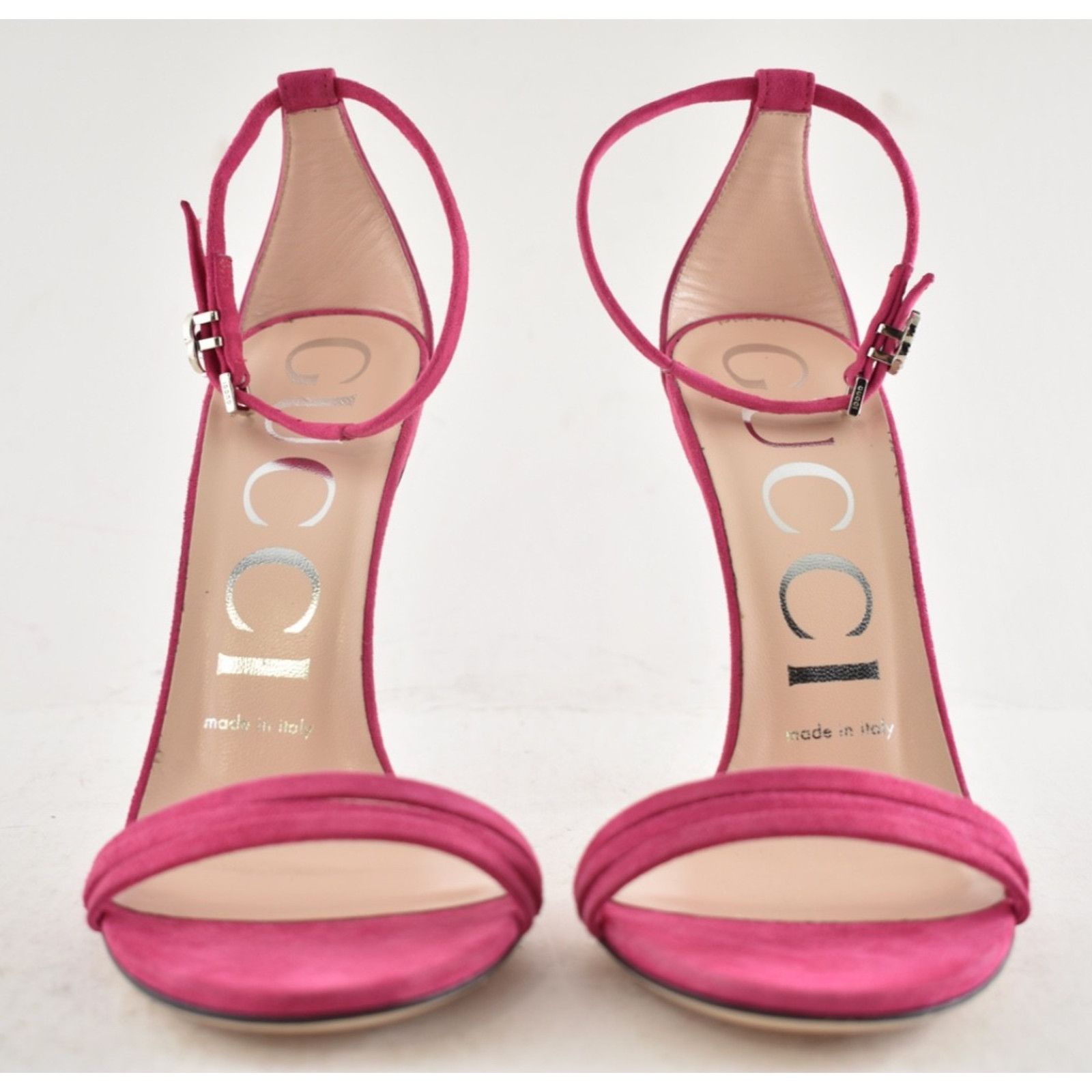 Gucci Gucci Ilse Bright Fuxia Pink Suede Crystal GG Logo Ankle Size US 6 / IT 36 - 7 Thumbnail