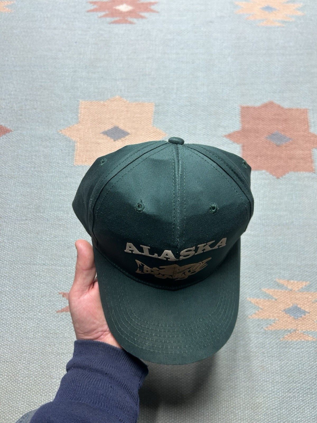 Vintage Vtg strapback hat Alaska fish native graphic forest green Size ONE SIZE - 3 Thumbnail