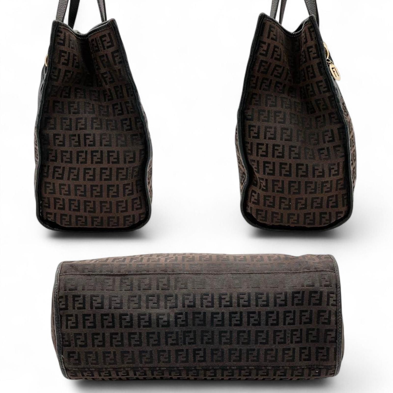 Fendi Fendi - Brown FF Logo Canvas Tote Bag Size ONE SIZE - 4 Thumbnail
