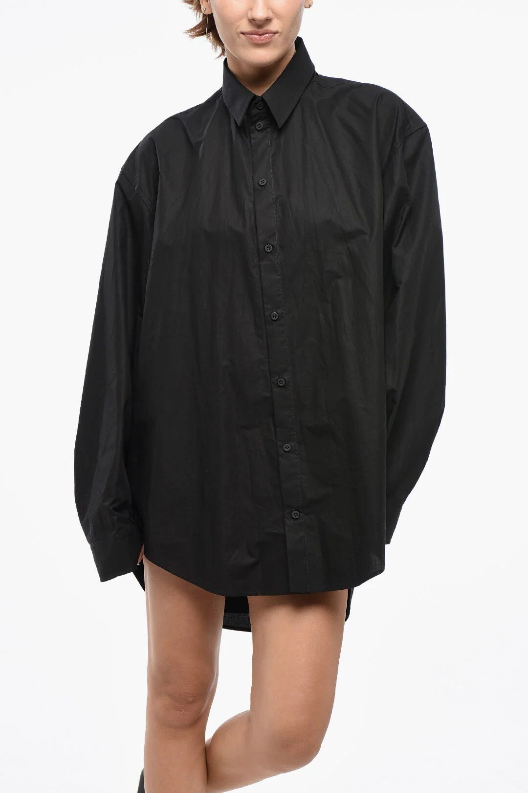 Balenciaga og1mm0326 Poplin Chemisier Shirt in Black Size S / US 4 / IT 40 - 4 Thumbnail