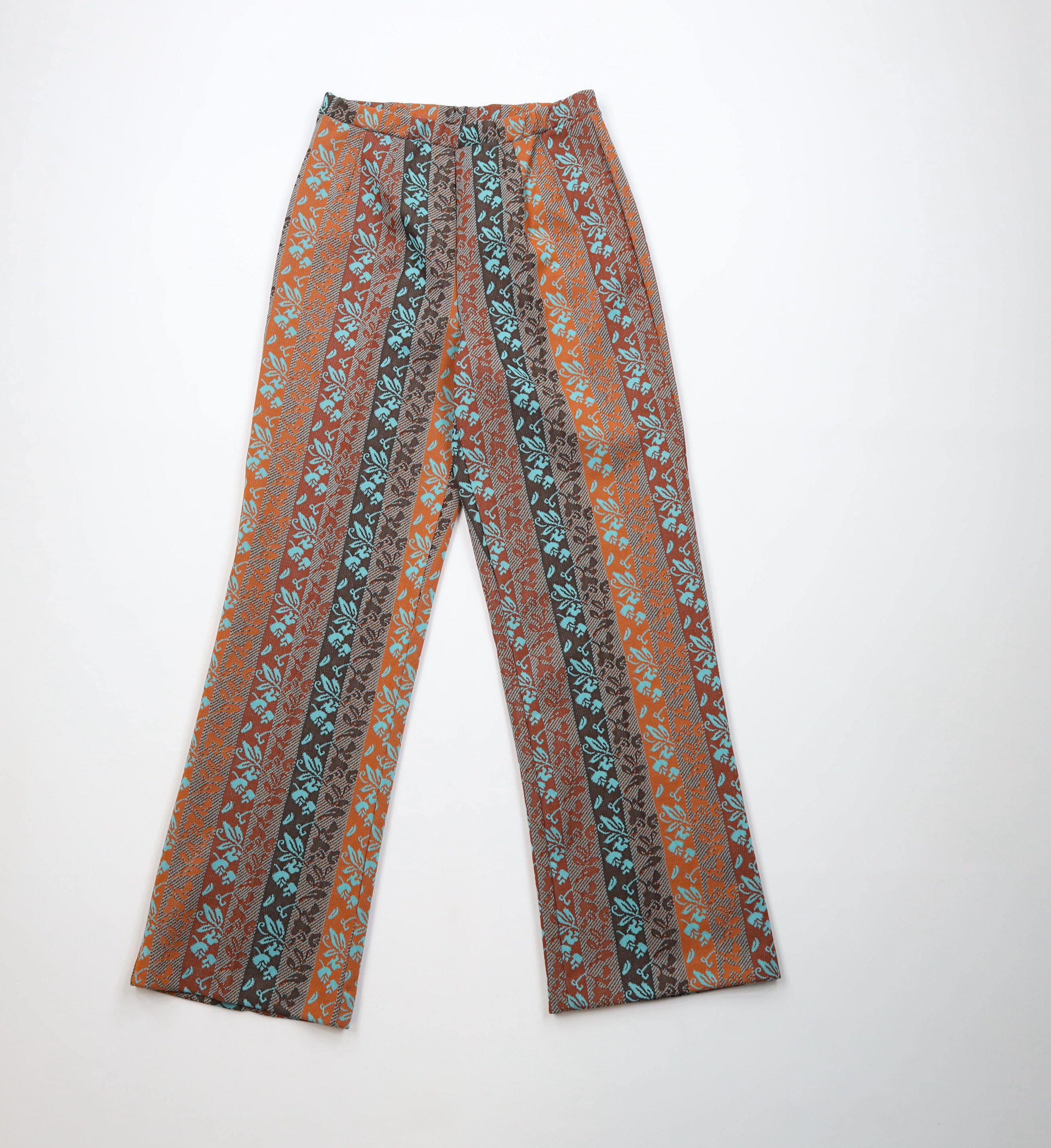 Vintage Vintage 60s 70s Streetwear Striped Knit Wide Leg Pants USA Size 36" / US 14 / IT 50 - 1 Thumbnail