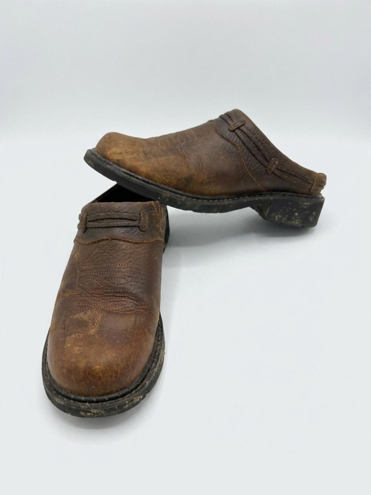 Roper Roper Brown Leather Slip-On Mules Size US 9.5 / EU 42-43 - 1 Thumbnail