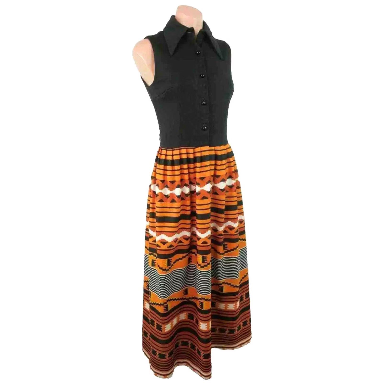 Vintage 70s Maxi Psychedelic Festival Dress Vintage XS/S Size XS / US 0-2 / IT 36-38 - 2 Thumbnail