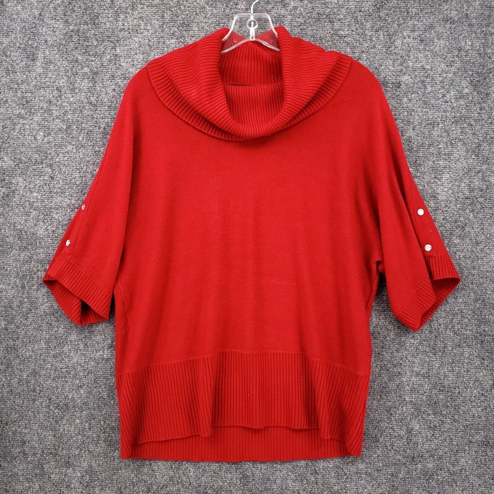 Evan Picone Evan Picone Sweater Womens L Red 3/4 Sleeve Button Cowl Neck Pullover Knit Shirt Size L / US 10 / IT 46 - 2 Thumbnail