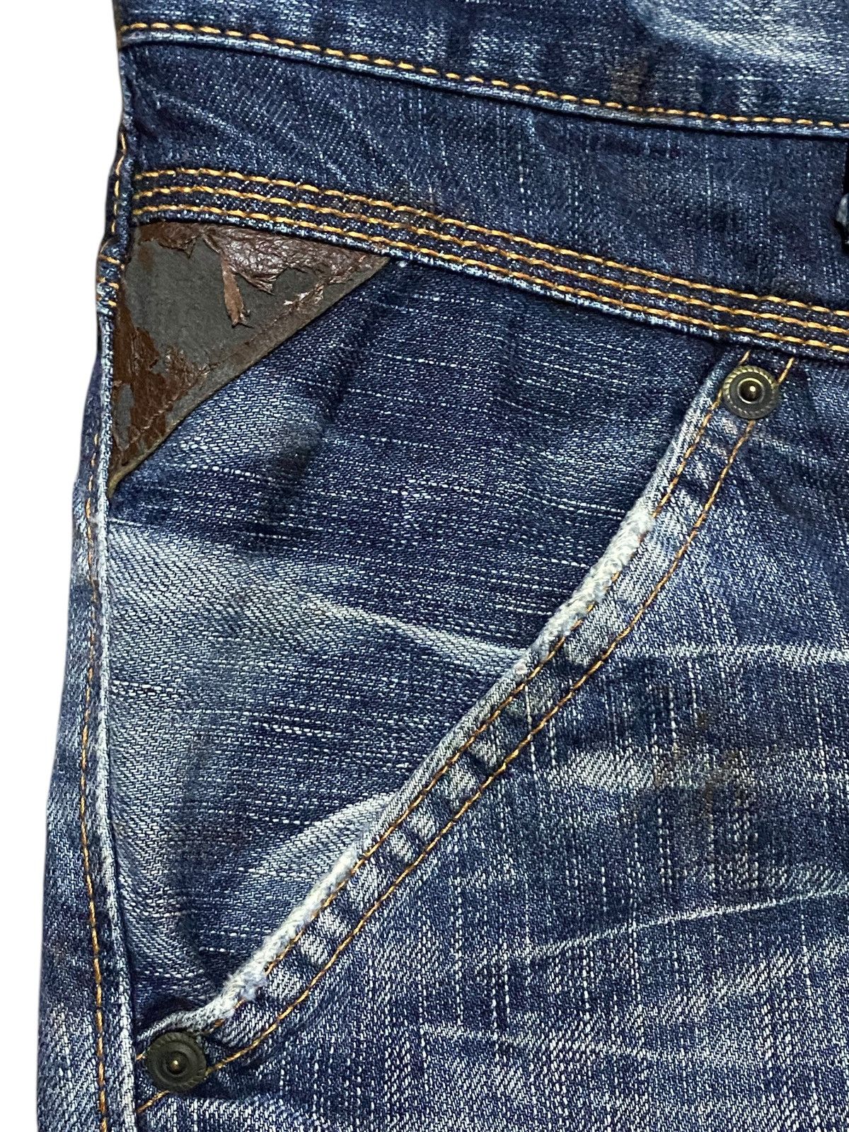 Japanese Brand Vintage Edwin Blue Trip Faded Wash Distressed Baggy Jeans Size US 34 / EU 50 - 9 Thumbnail