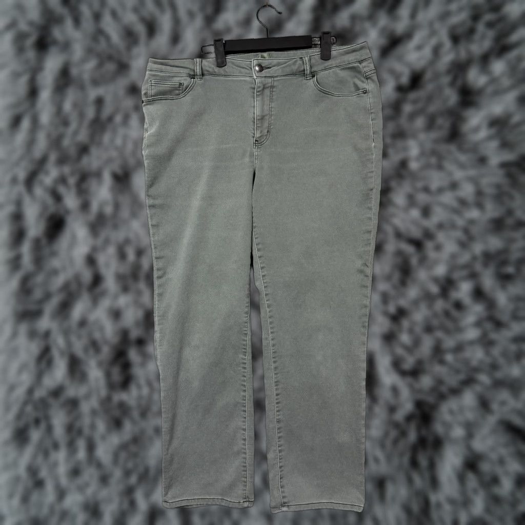Vintage Dressbarn Jeans Womens 16W Straight Mid Rise Stretch Denim Green Pants Adult Plus Size 38x28 5-Pocket Coin Size 38" / US 16 / IT 52 - 1 Thumbnail