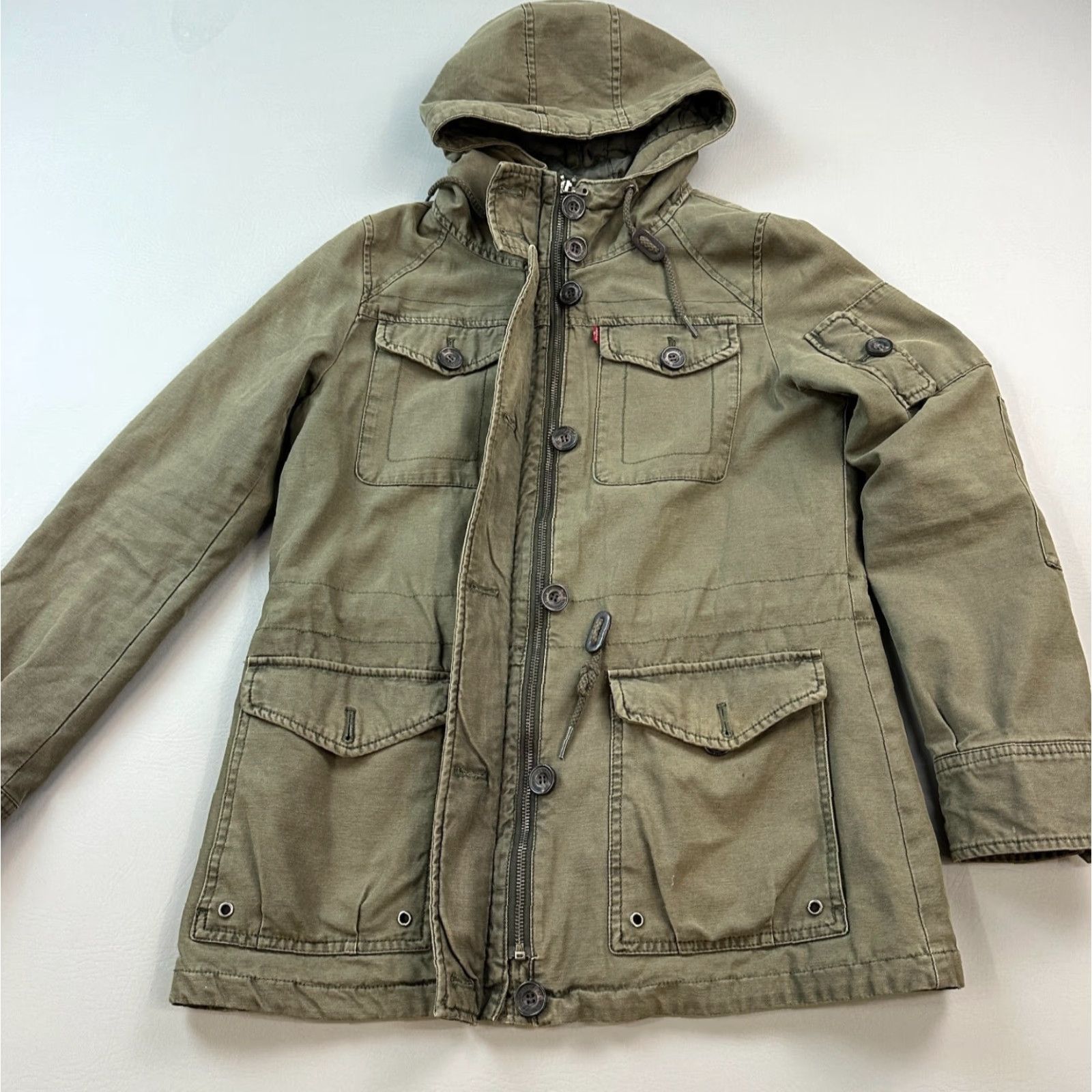 Levi's VINTAGE Levi's Jacket Women Medium Olive Green Army Military Chore Hooded Anorak Size M / US 6-8 / IT 42-44 - 2 Thumbnail