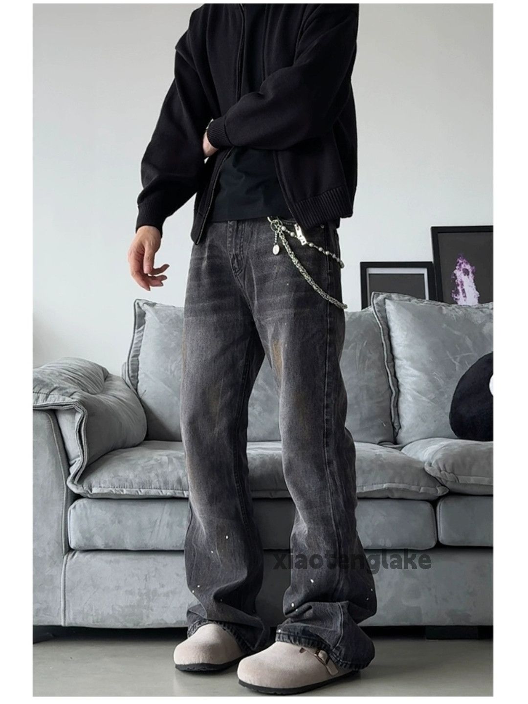 Jean × Vintage washed faded loose punk grunge bootcut paint jeans Size US 30 / EU 46 - 8 Thumbnail