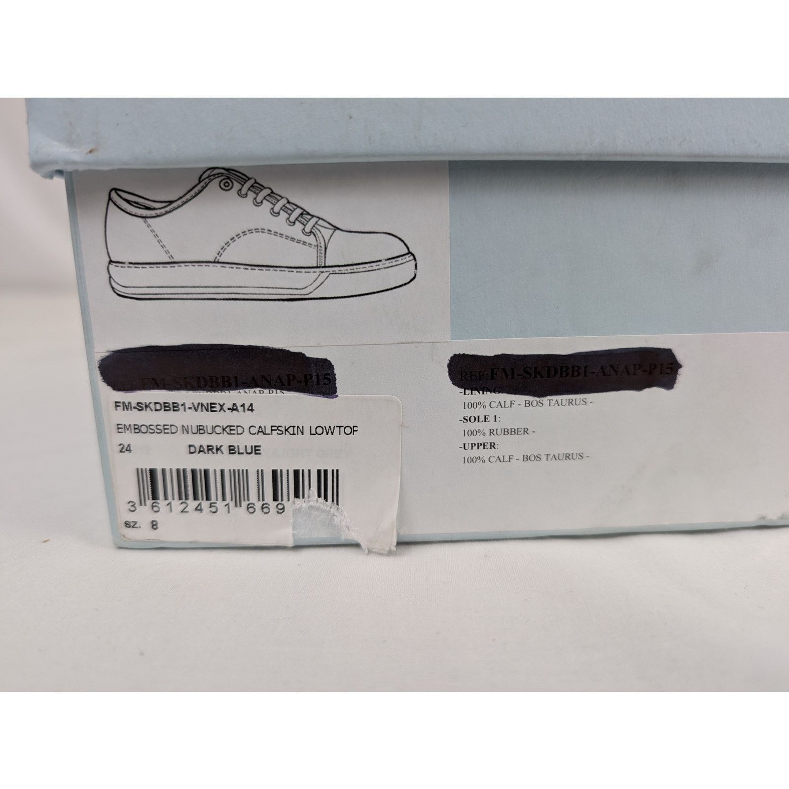 Lanvin o1rshd1 Embossed Nubucked Calfskin Low top Sneakers in Blue Size US 8 / EU 41 - 7 Thumbnail