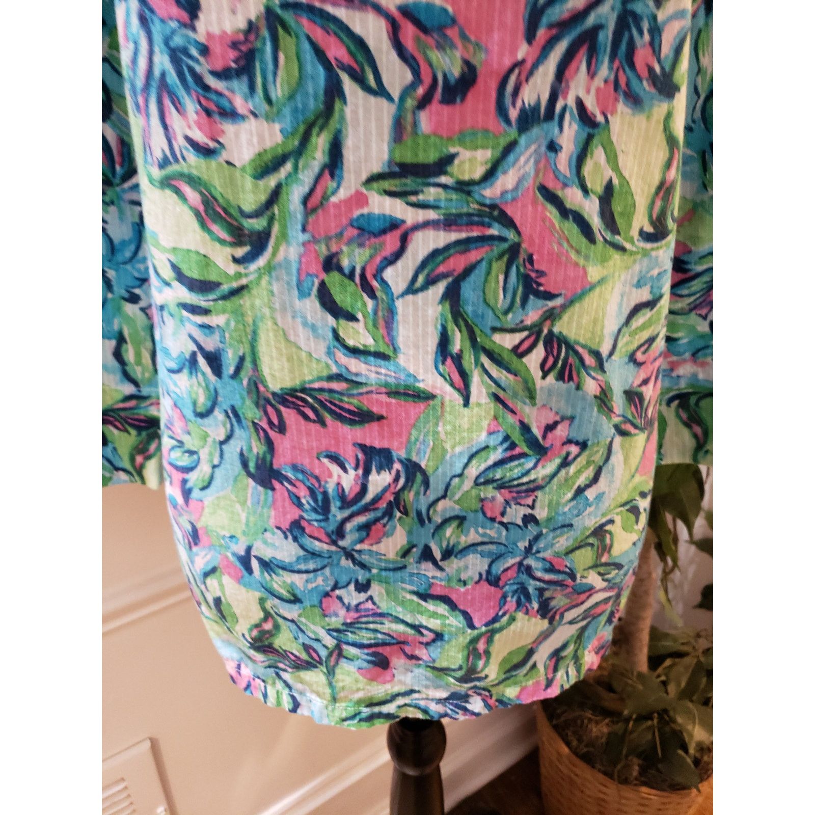 The Unbranded Brand Alfred Dunner L Multicolor V-Neck Floral Cotton Tunic Blouse Size L / US 10 / IT 46 - 4 Thumbnail