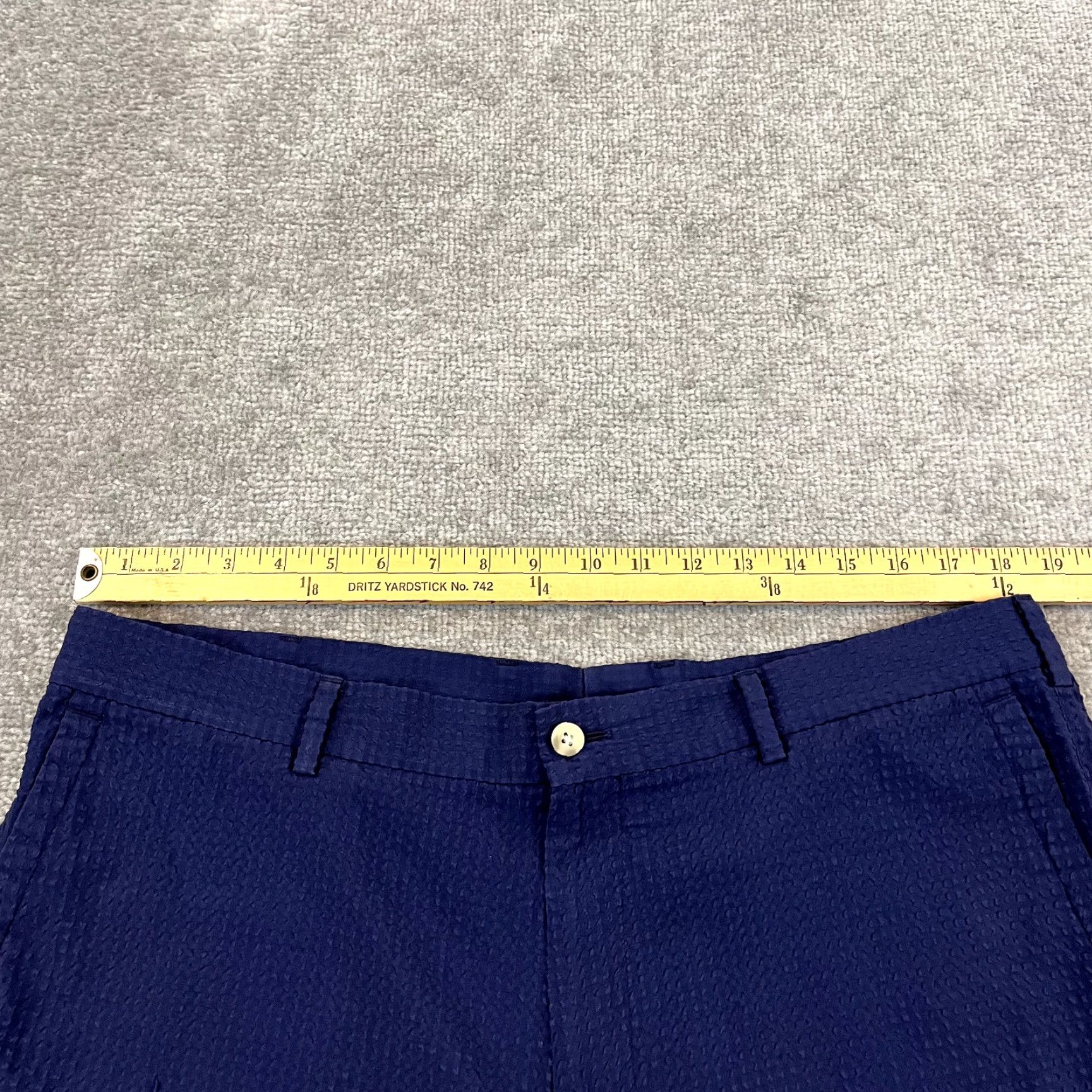 Peter Millar PETER MILLAR Shorts Mens 38 Chino Blue 8" Inseam Textured Golf Performance Crown Logo 5-Pocket Zipper Regular Stretch Breathable Size US 38 / EU 54 - 4 Thumbnail