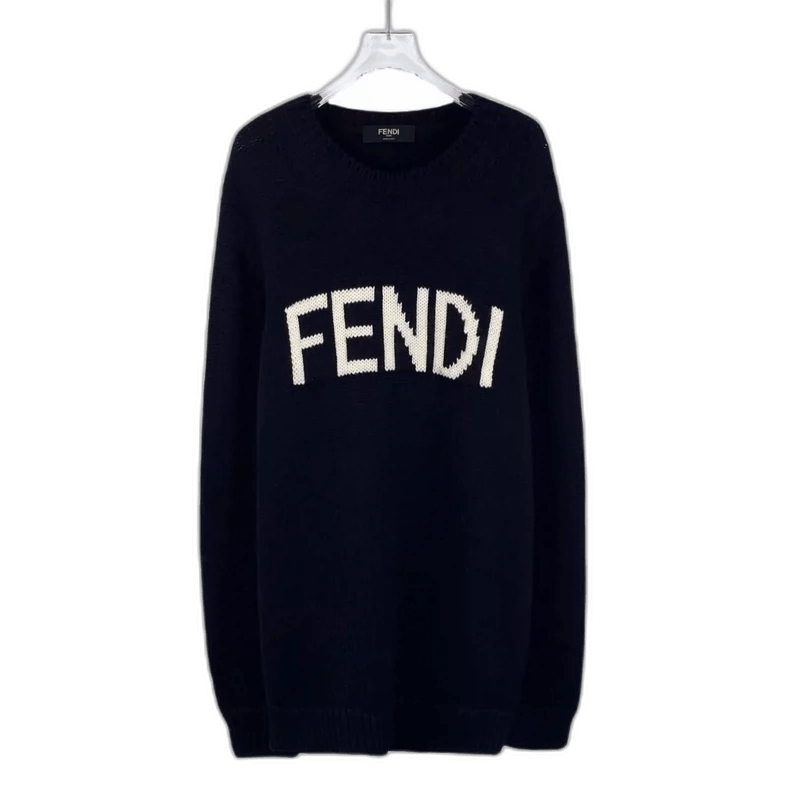 Fendi Fendi Black Logo Knit Long Sleeve Sweater-yf Size US L / EU 52-54 / 3 - 1 Thumbnail
