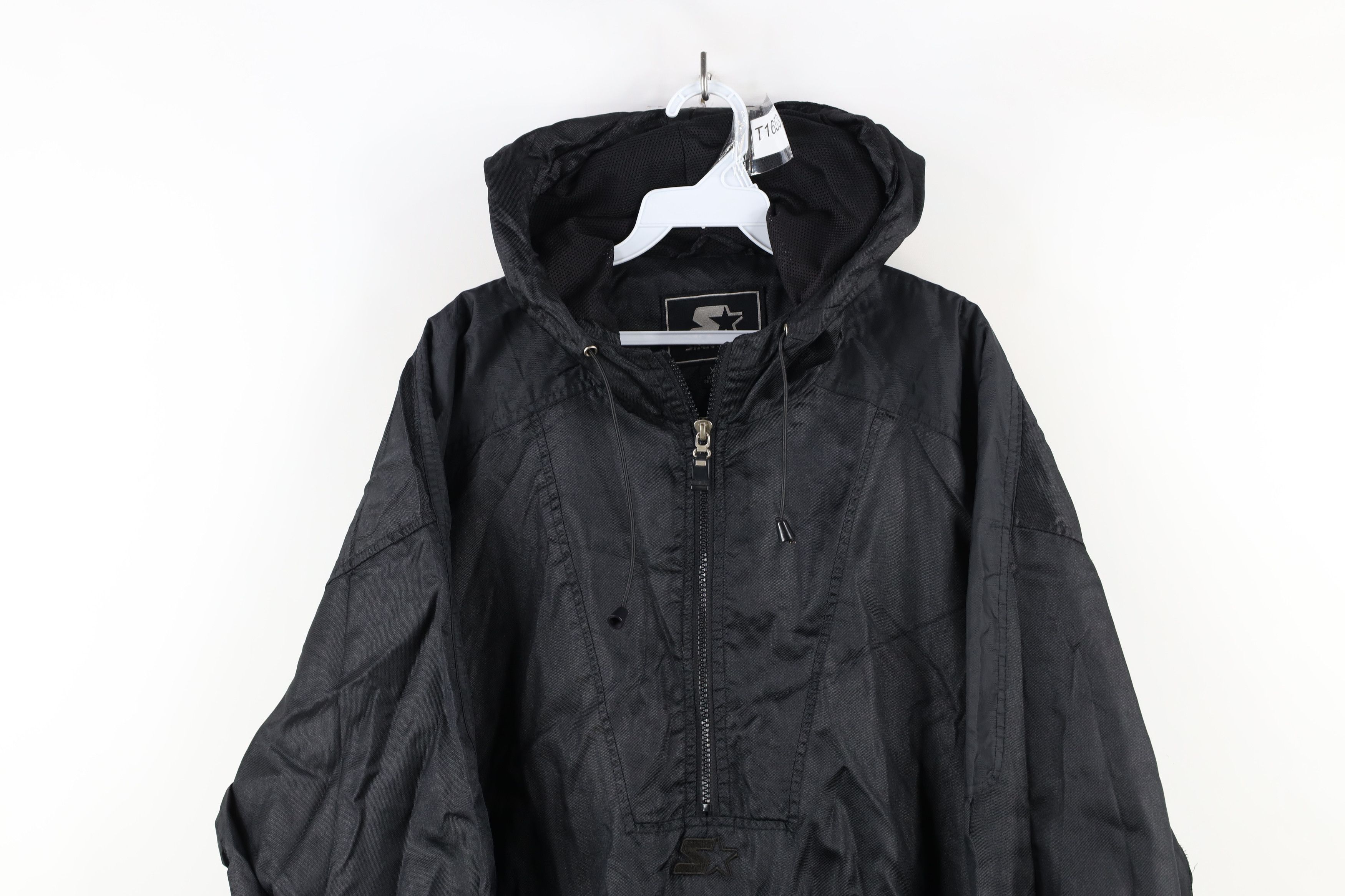 Starter × Vintage Vintage 90s Starter Black Hooded Pullover Windbreaker Jacket Size US XL / EU 56 / 4 - 2 Thumbnail