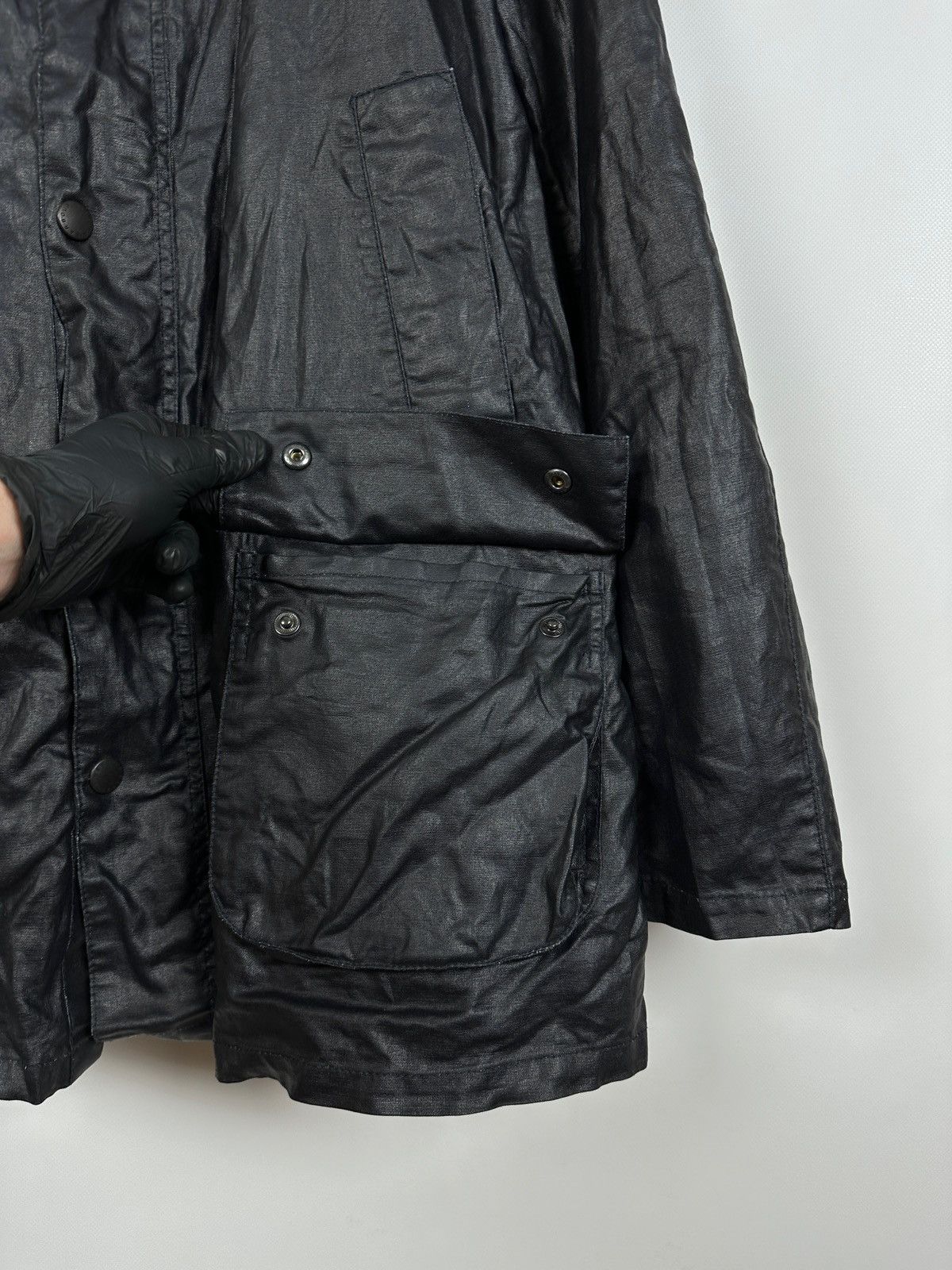 Barbour Barbour Black Keats Linen/Polyurethane Coated Jacket Size US L / EU 52-54 / 3 - 17 Thumbnail