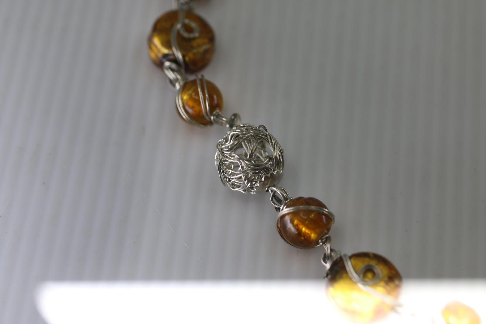 The Unbranded Brand Handmade Amber Bead Necklace Silver Wire Artisan Necklace Size ONE SIZE - 3 Thumbnail