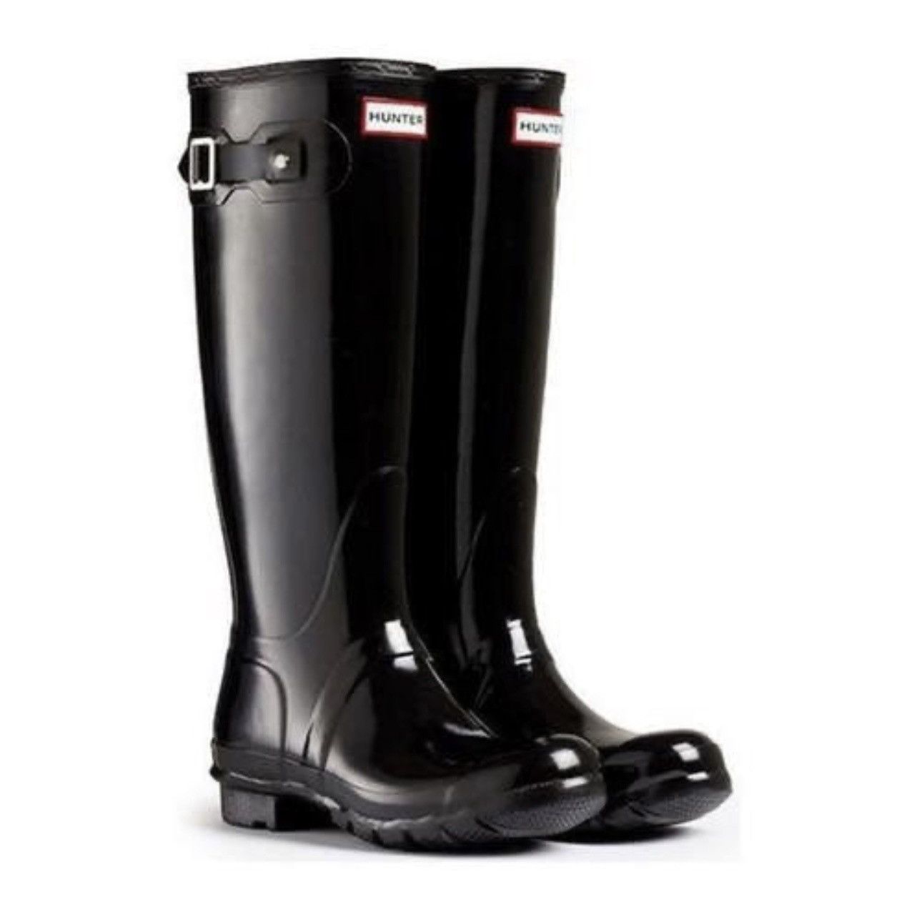 Hunter HUNTER Original Tall Black Gloss Rubber Knee High Rain Boots Size US 8 / IT 38 - 2 Thumbnail