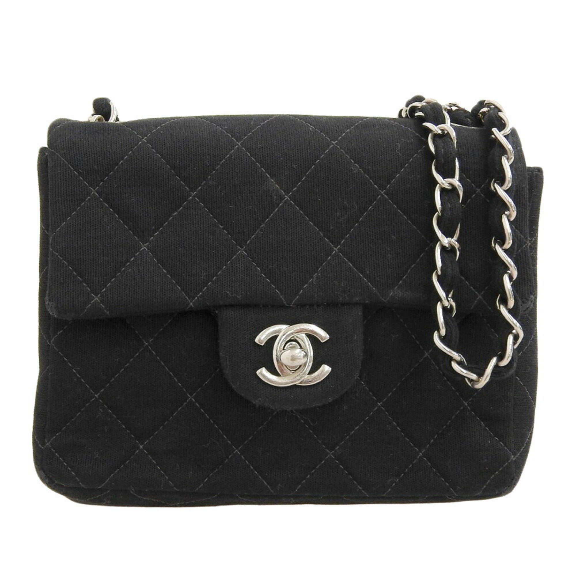 Chanel Mini Matelasse 17 Chain Shoulder Bag A01115 With Seal No. 6 Coco Mark Cotton in Black, Women's