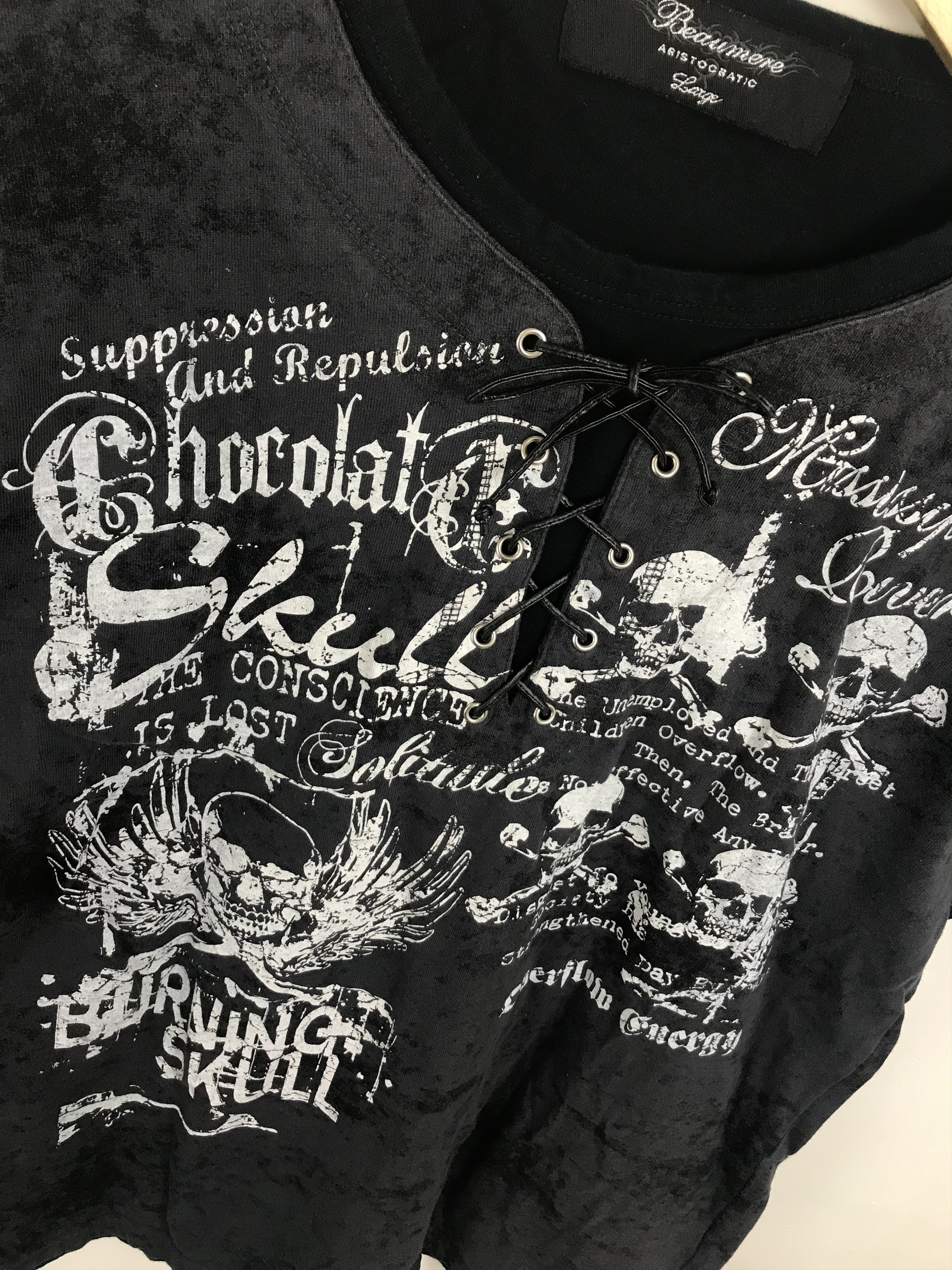 If Six Was Nine × Japanese Brand × Le Grande Bleu (L.G.B.) Japanese Beaumere Skull Poem punk gothic ifsix lgb style Size US M / EU 48-50 / 2 - 4 Thumbnail