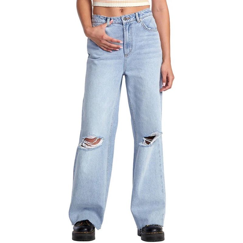 RVCA RVCA Coco Denim Jeans Light Wash Relaxed Fit Ripped Jeans 28 Size 28" / US 6 / IT 42 - 1 Thumbnail