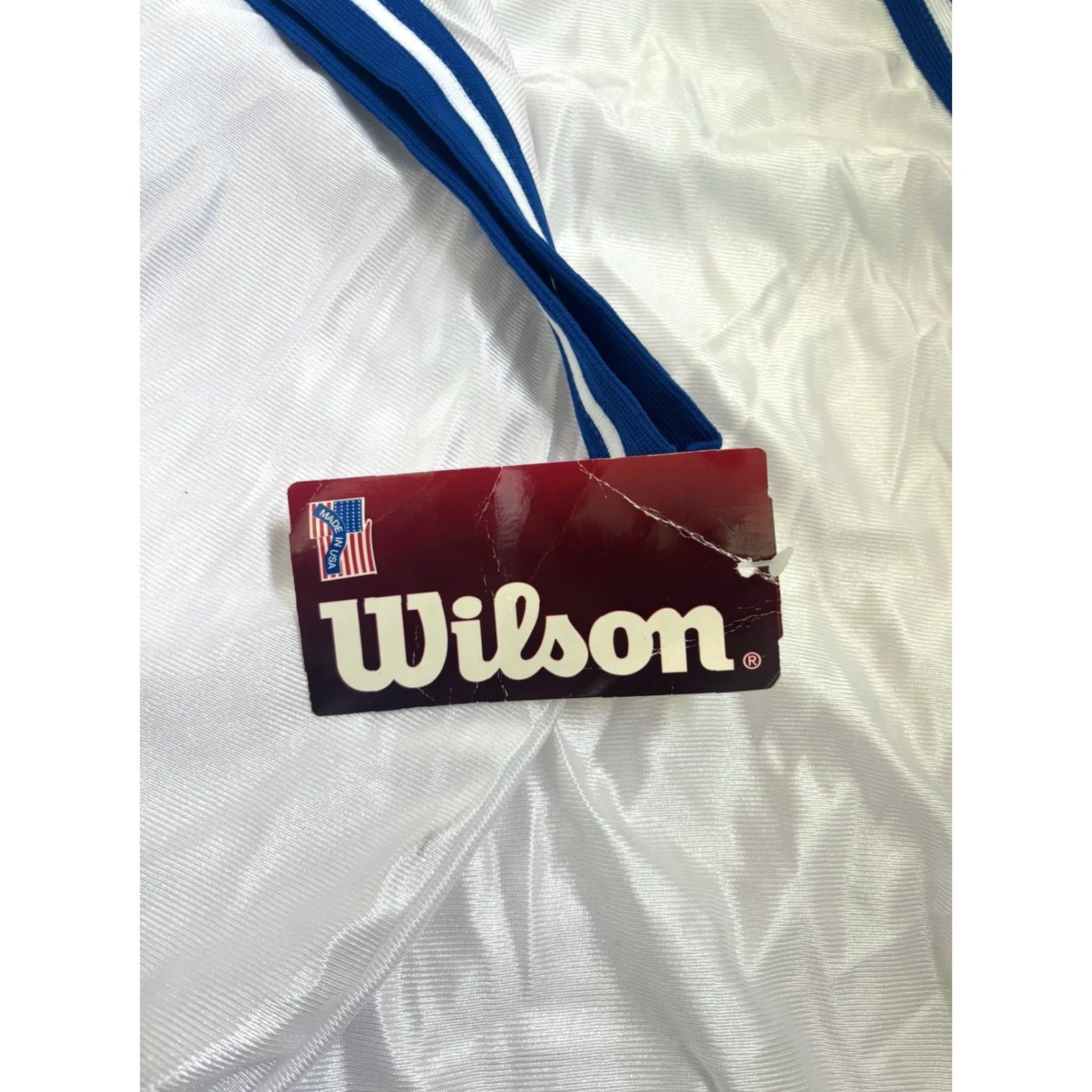 Wilson VINTAGE Wilson Jersey Tank Mens M NWT NOS 90s USA Made White Royal Blue Basketball Sleeveless 33" Long 21" Across Athletic Muscle Mens Size US M / EU 48-50 / 2 - 2 Thumbnail