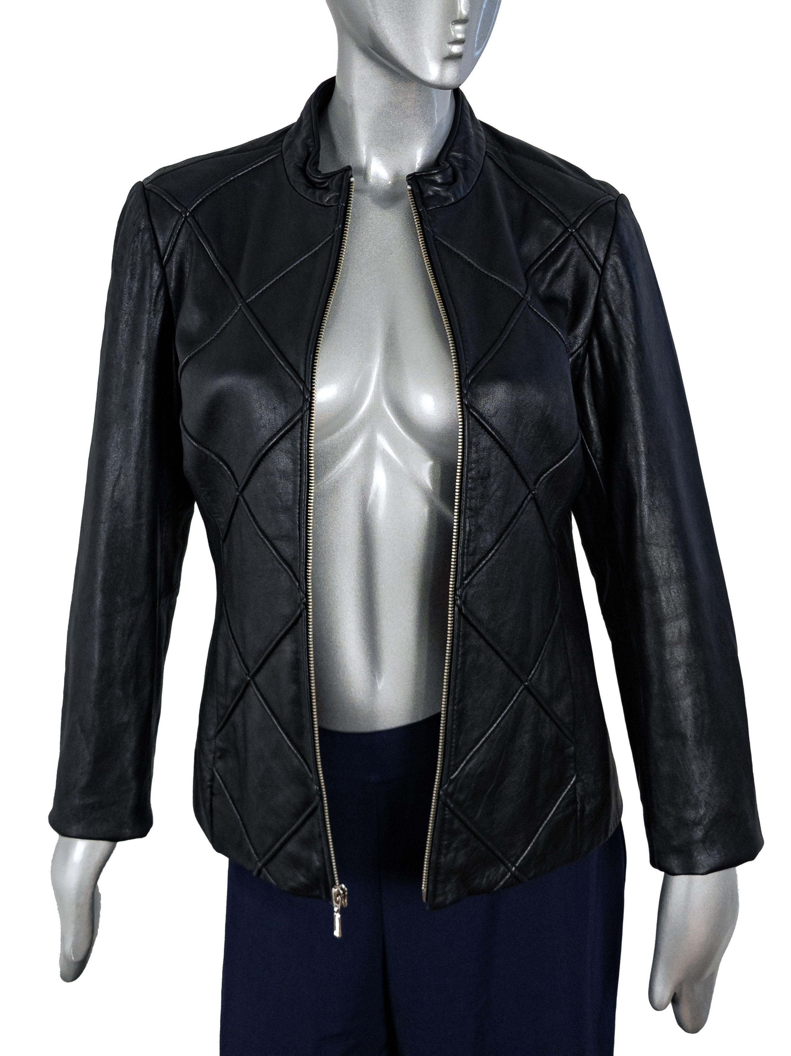 Mossimo Y2K Mossimo black women's leather jacket burgundy lining Size S / US 4 / IT 40 - 6 Thumbnail